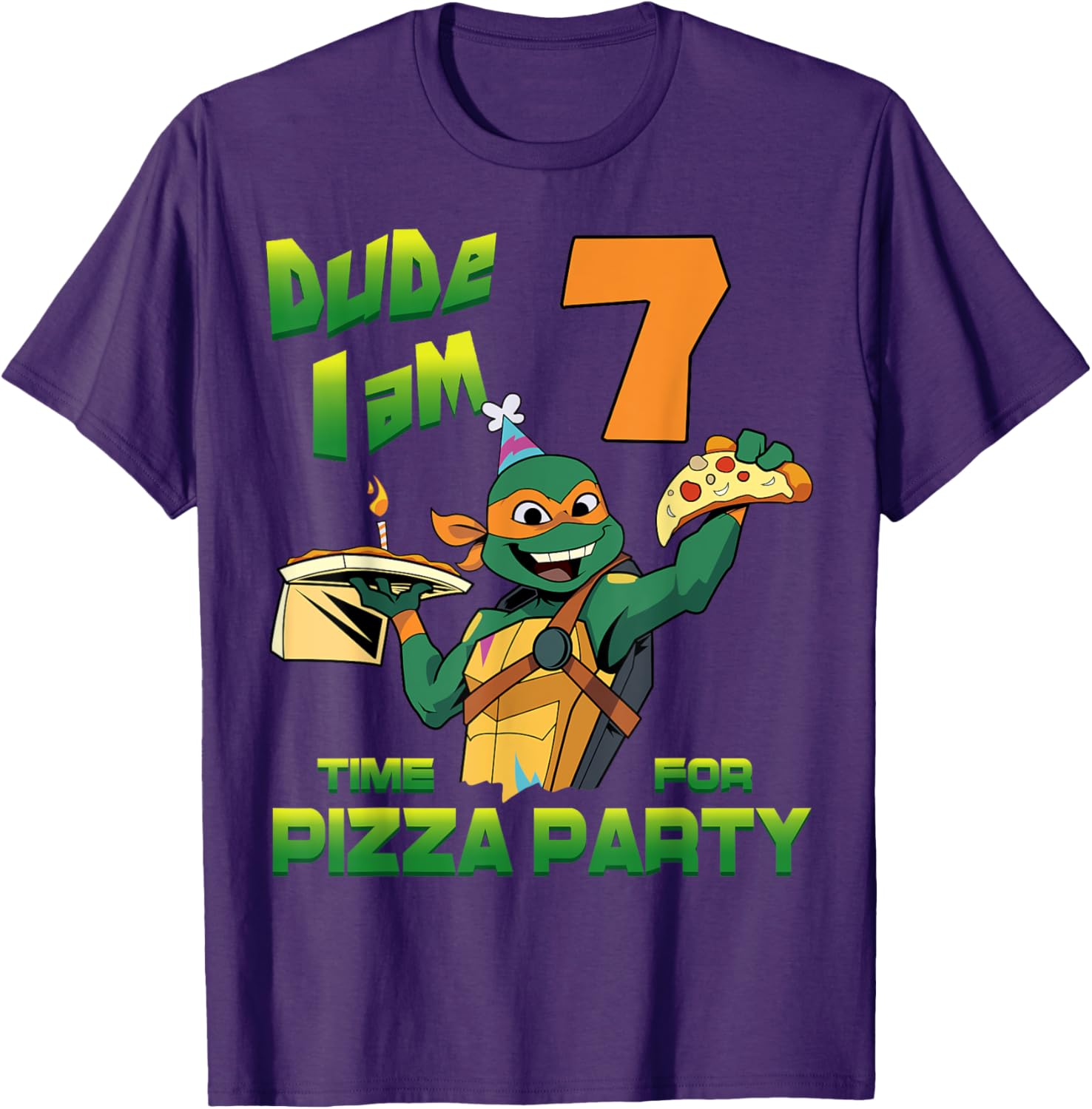 Mademark TMNT Birthday T-Shirt for Kids - Mikey Pizza Party 7 Years Old - 12
