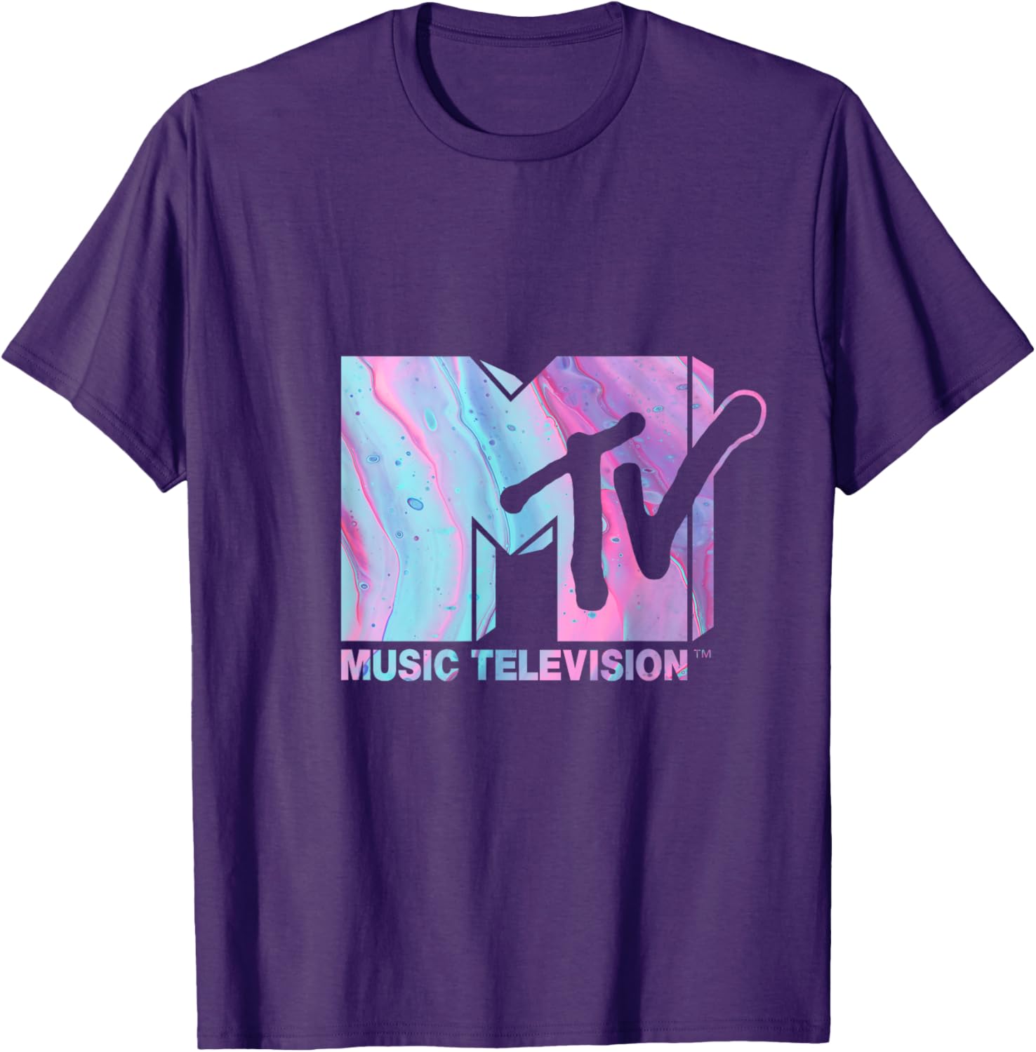 Mademark x MTV Fluid Logo T-Shirt in Pink and Blue for Stylish Wear - 17