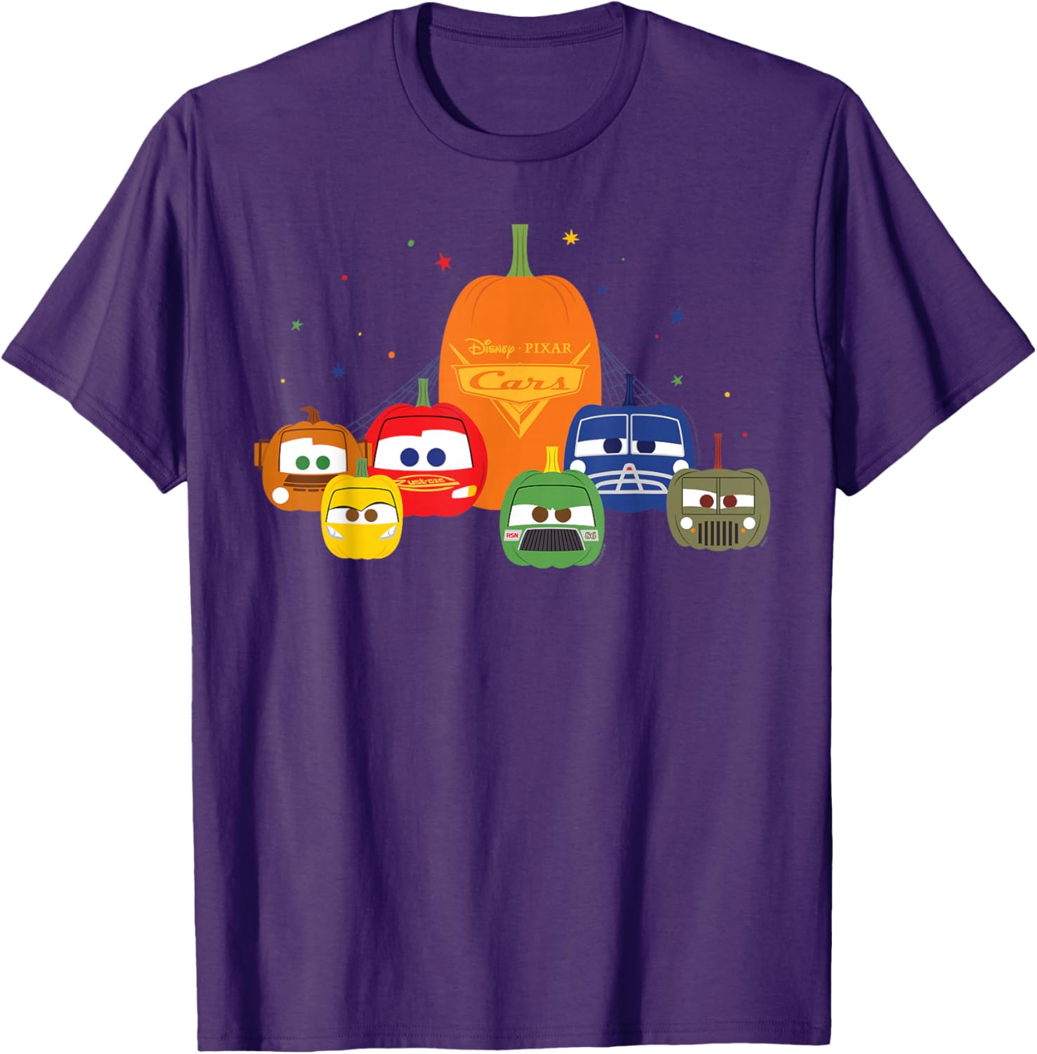 Disney Pixar Cars Halloween Pumpkin Group T-Shirt for Kids and Families - 7