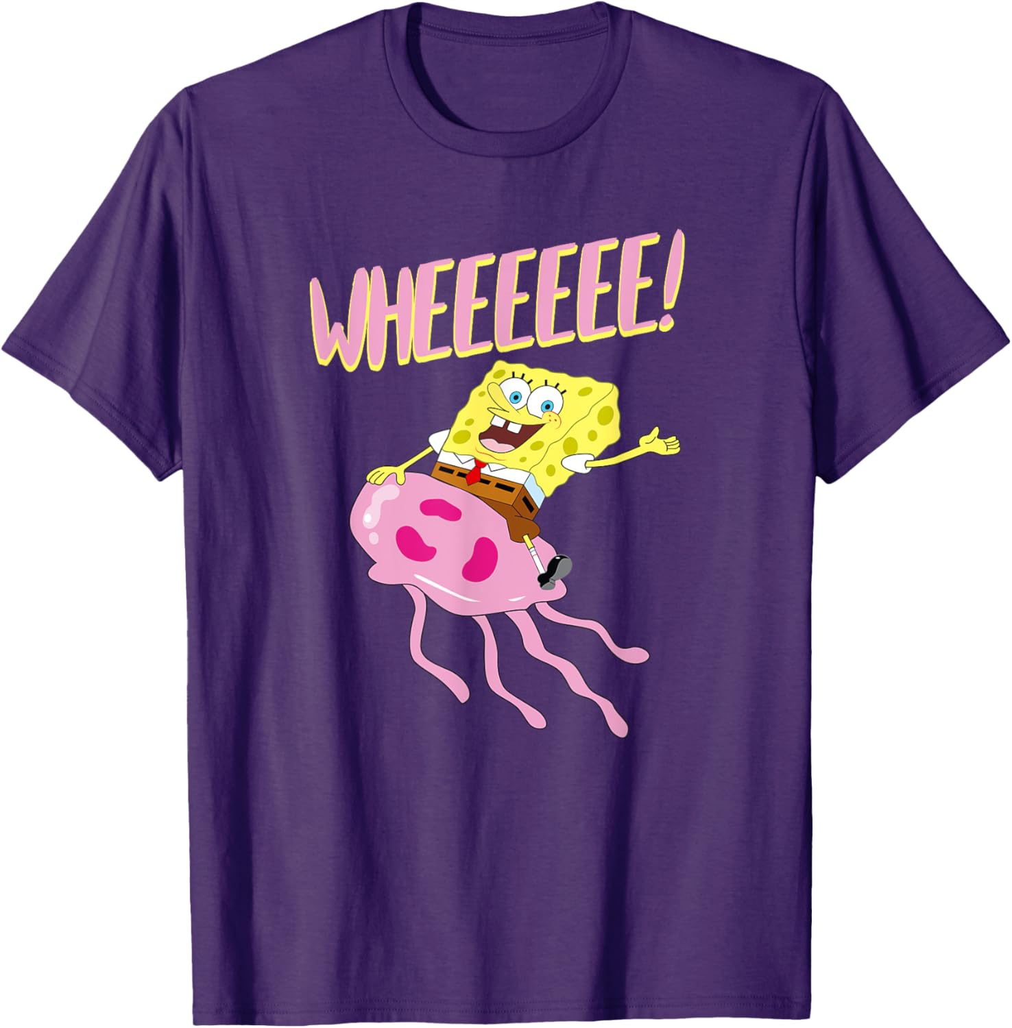 SpongeBob Riding Jellyfish Wheeeeee T-Shirt by Mademark Fun Apparel - 1