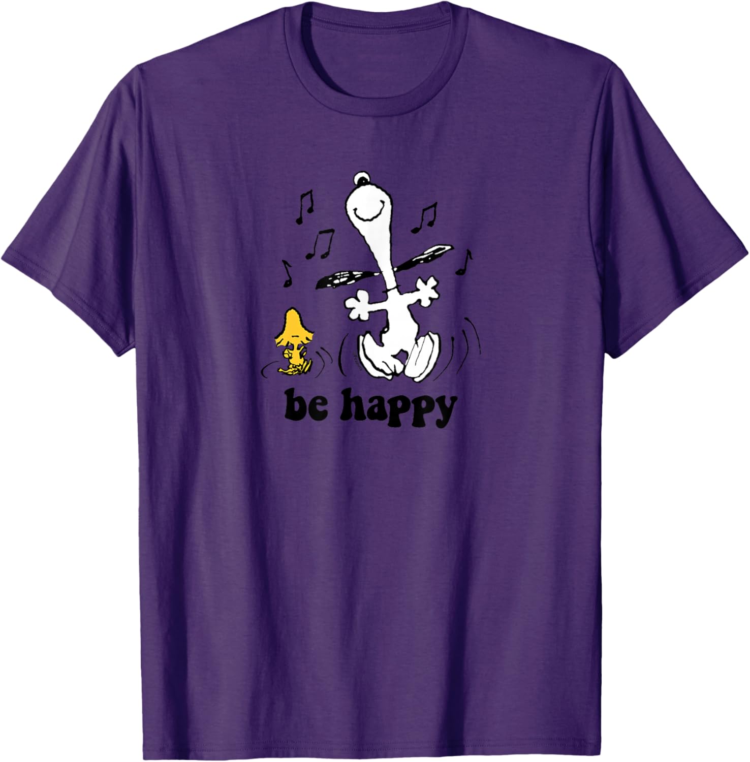 Peanuts Snoopy Woodstock Be Happy Dance T-Shirt Fun Graphic Tee - 13