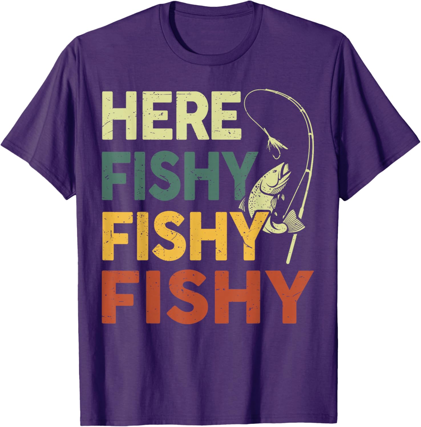 Funny Fishing Shirt for Dad - Men Here Fishy Graphic Tee for Bass Lovers - 14
