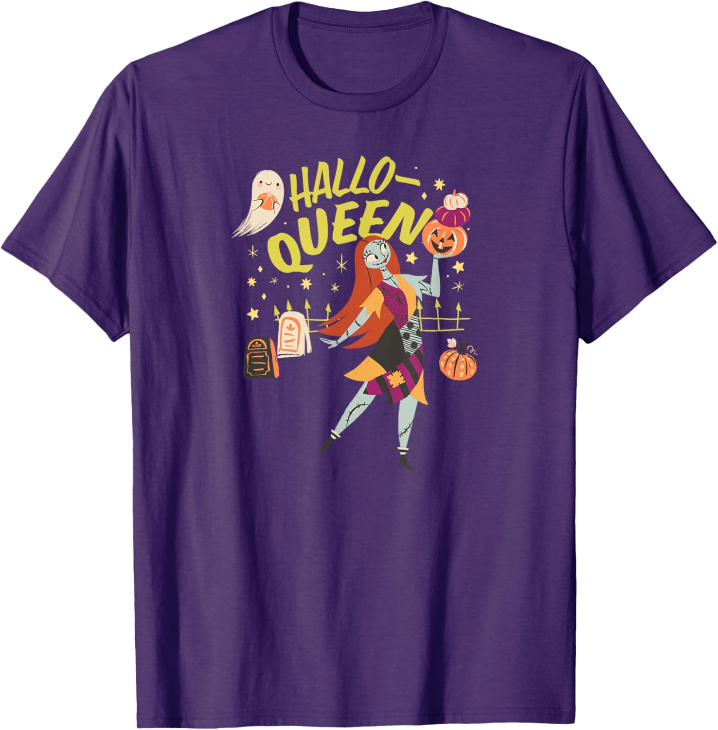 Men's Nightmare Before Christmas Sally Hallo-Queen T-Shirt in Black - 1