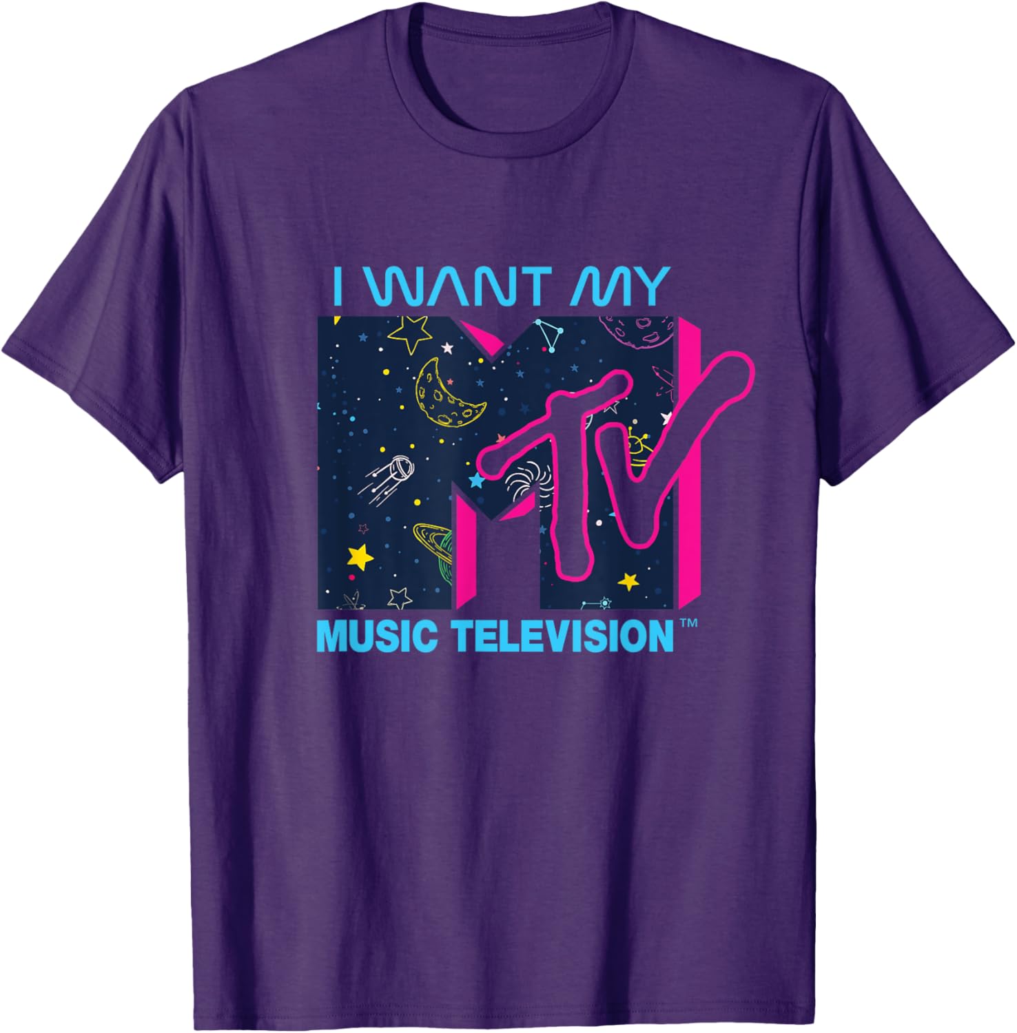 Mademark x MTV Official I Want My MTV Logo Space T-Shirt for Fans - 3