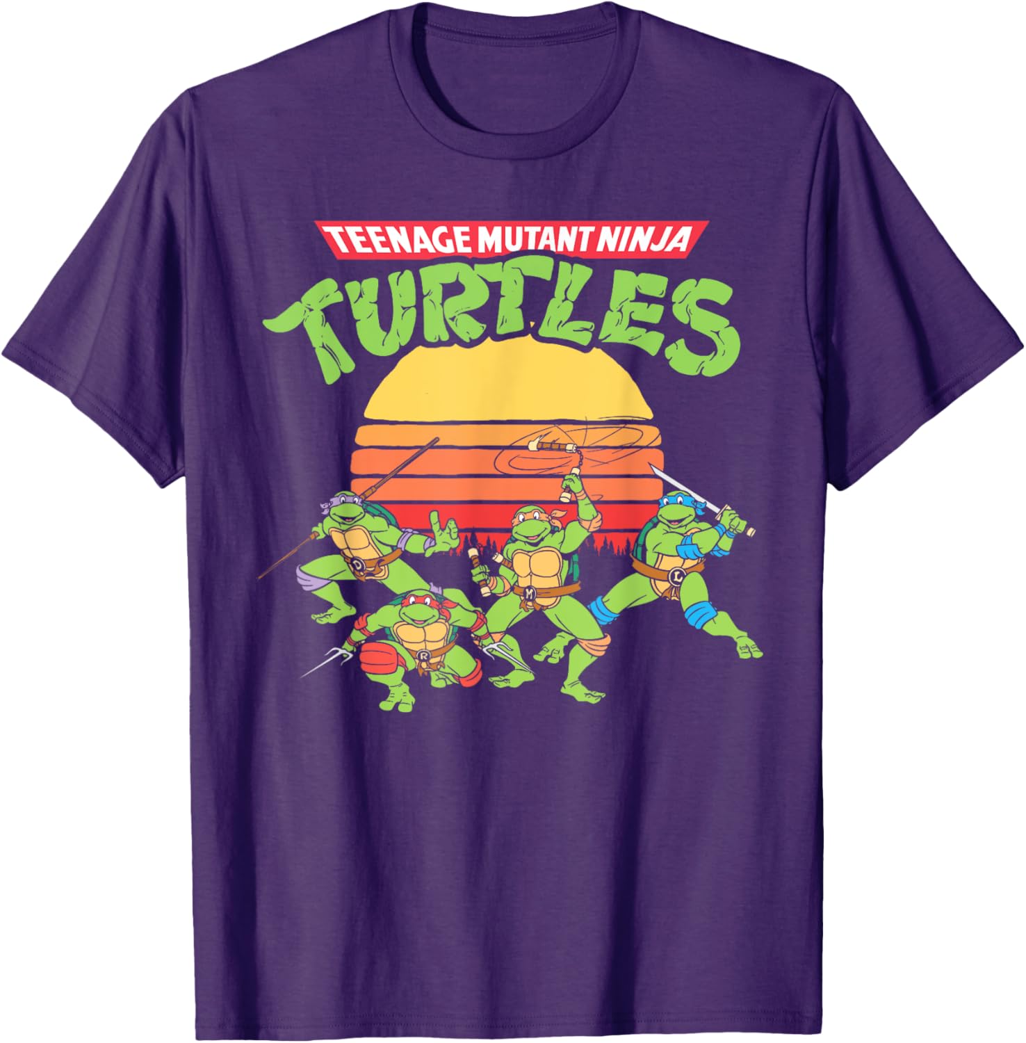 Mademark Teenage Mutant Ninja Turtles Retro Logo Eighties Sunset T-Shirt - 4