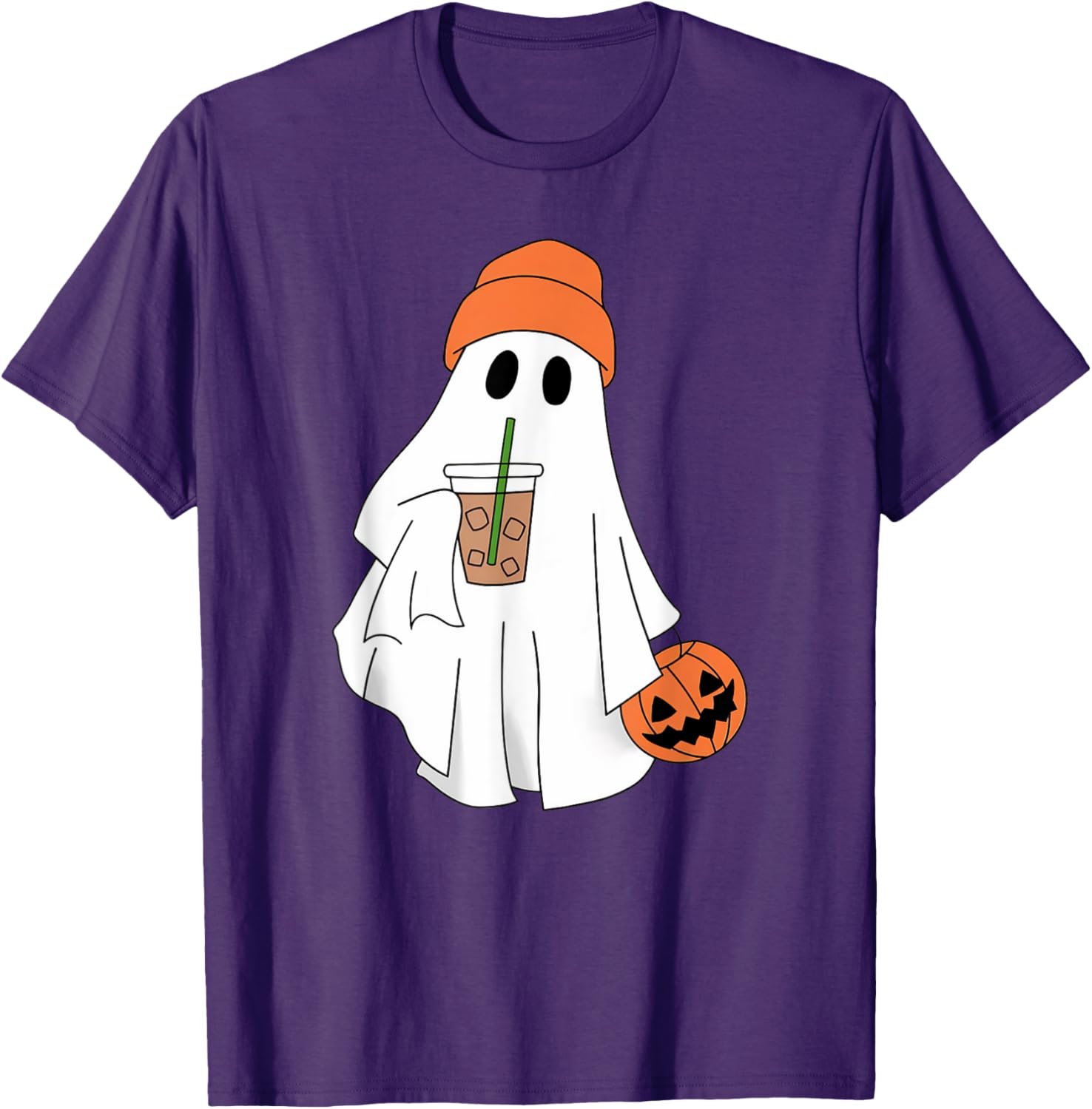 Halloween Ghost Drinking Coffee T-Shirt for Men and Women - 3