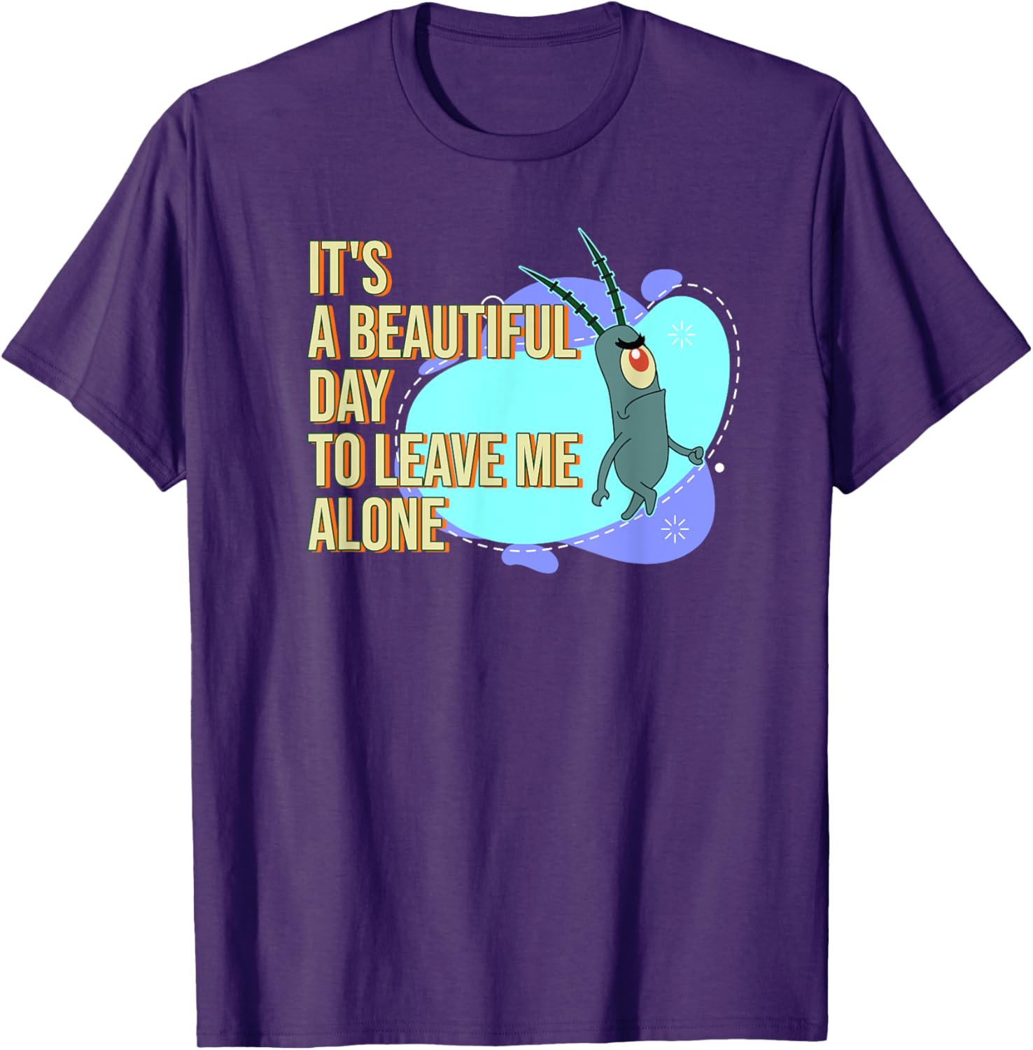 Mademark SpongeBob SquarePants Plankton Beautiful Day T-Shirt for Fun Style - 13