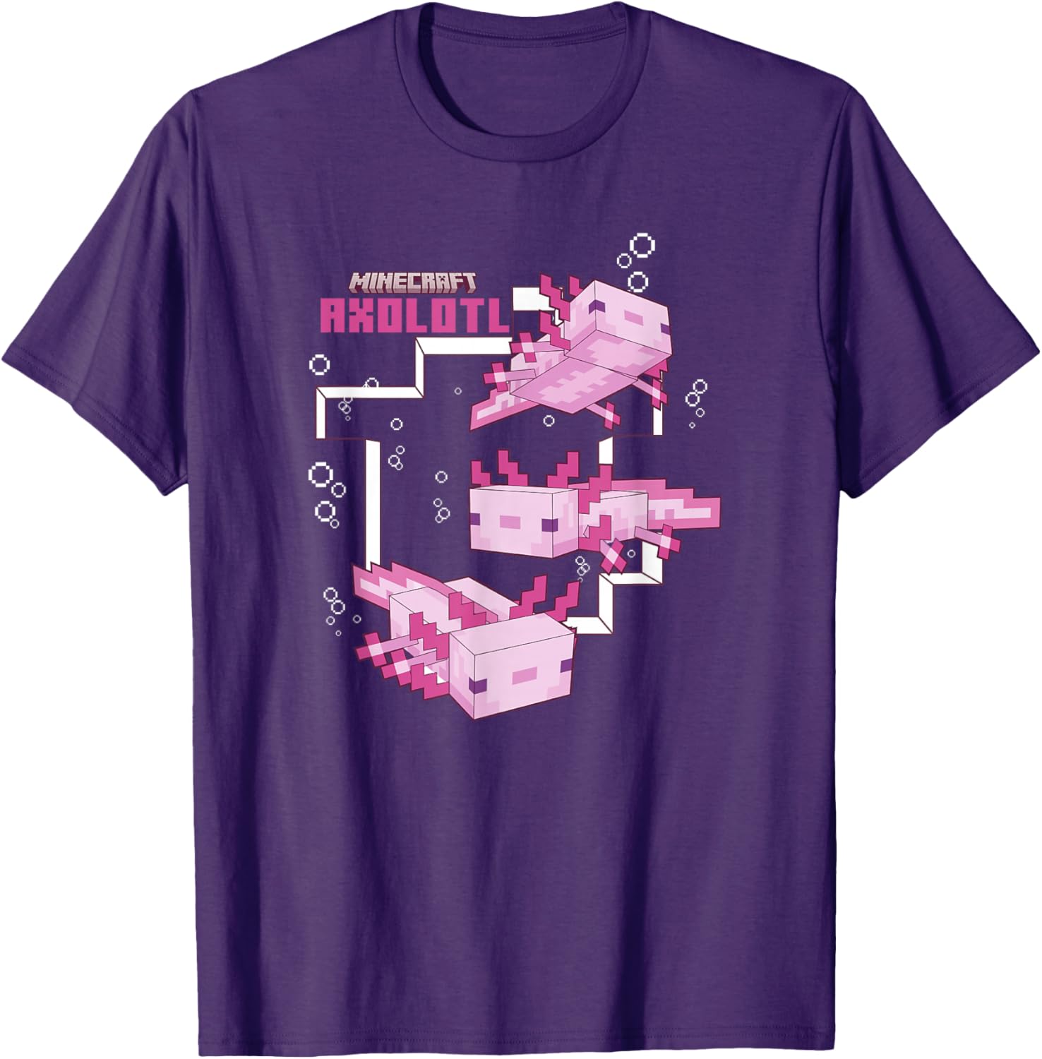 Cute Minecraft Pink Axolotl Pond T-Shirt for Kids and Adults - 9