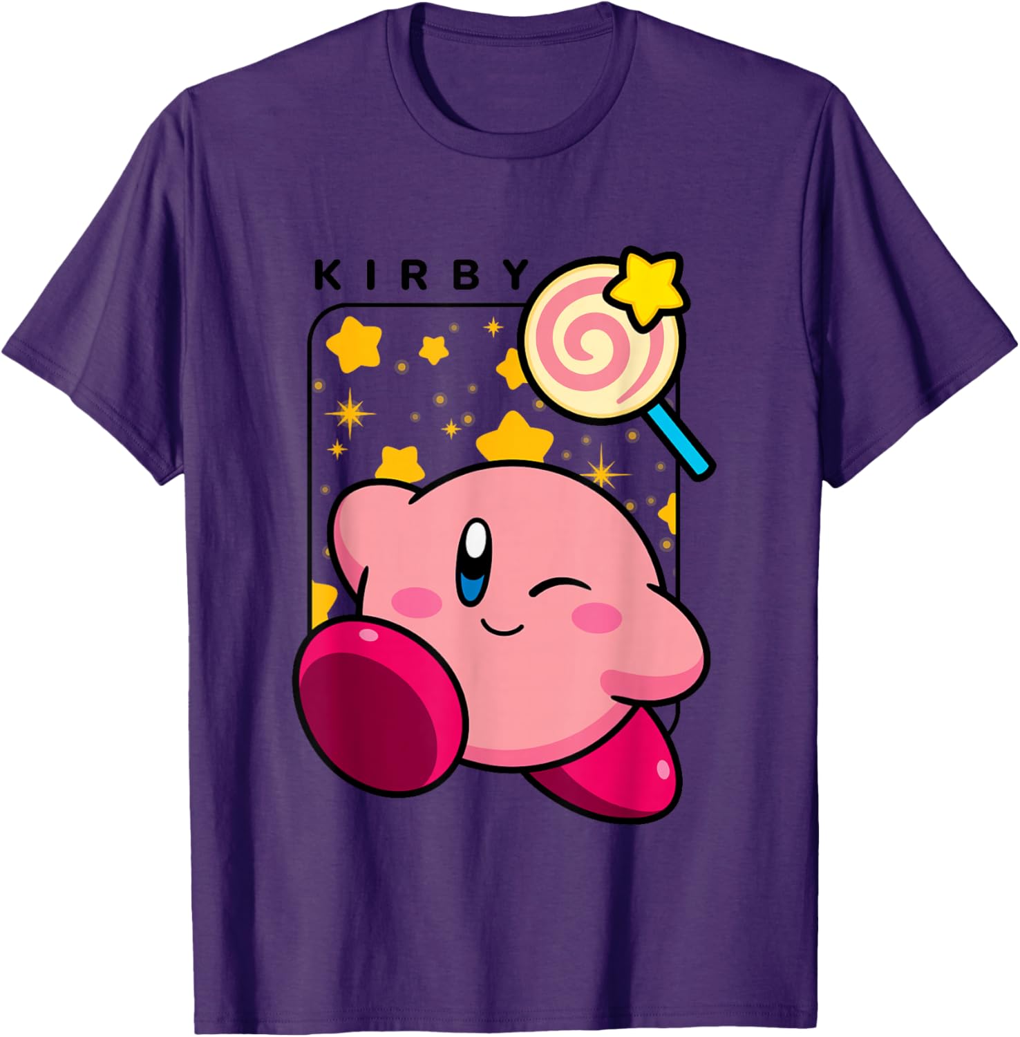 Cute Kirby Lollipop Stars Graphic T-Shirt for Nintendo Fans - 11