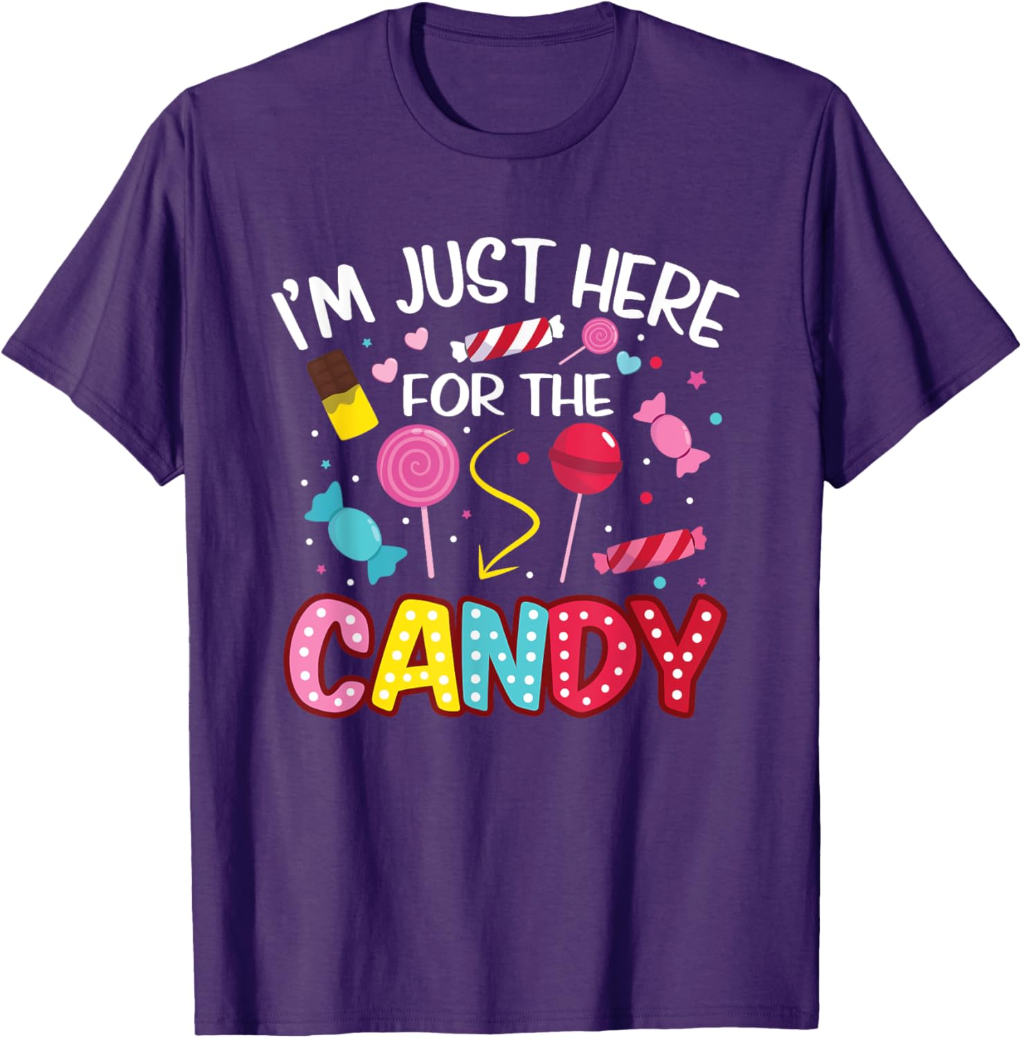 Cute I'm Just Here For The Candy Lollipop Halloween T-Shirt for Kids - 15