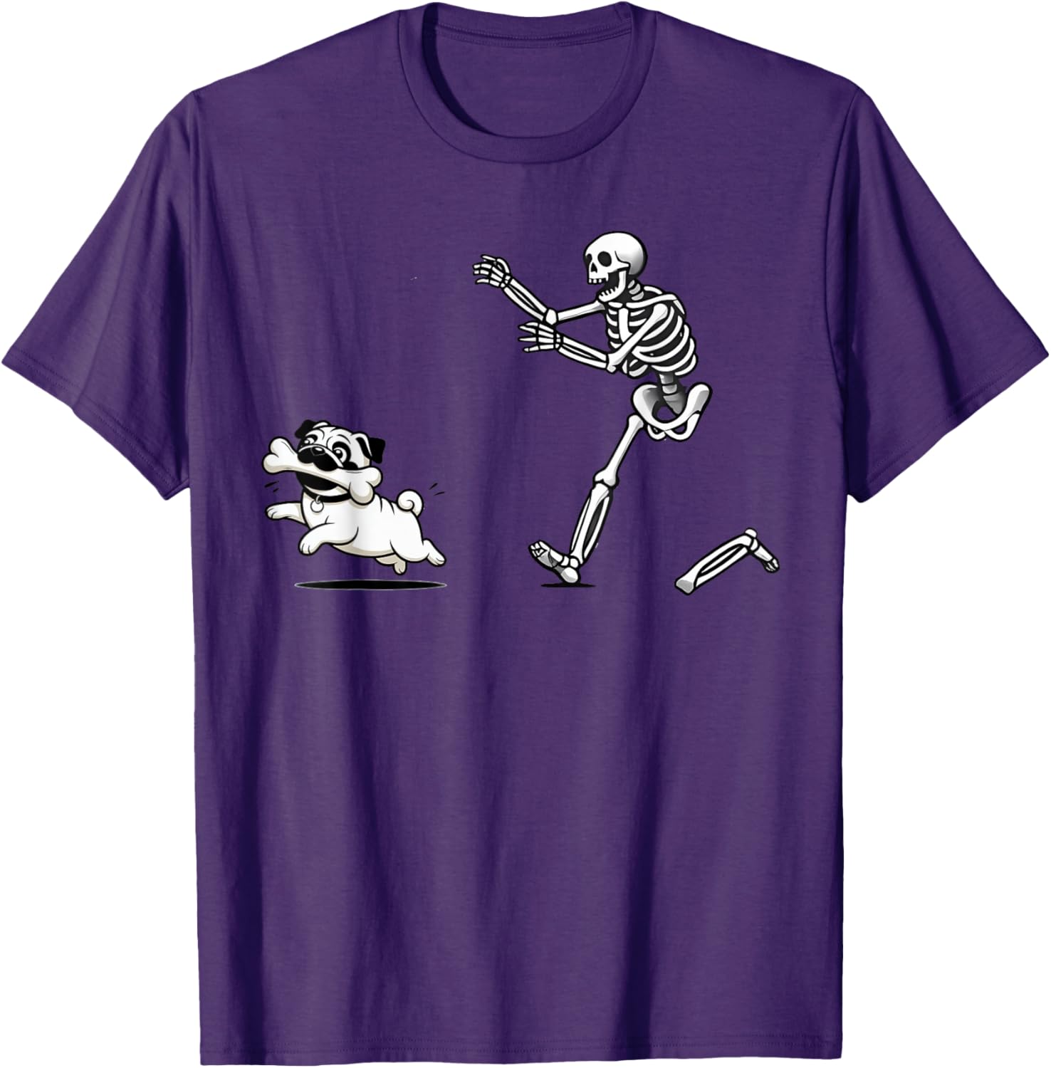 Funny Pug Stealing Bone from Skeleton T-Shirt for Dog Lovers - 26