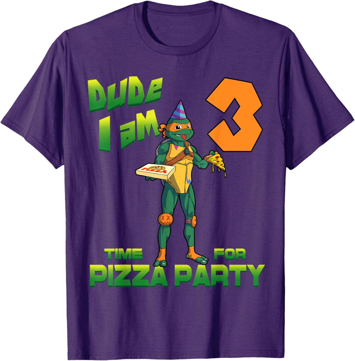 Michelangelo Pizza Birthday T-Shirt for 3 Year Old TMNT Fans - 5