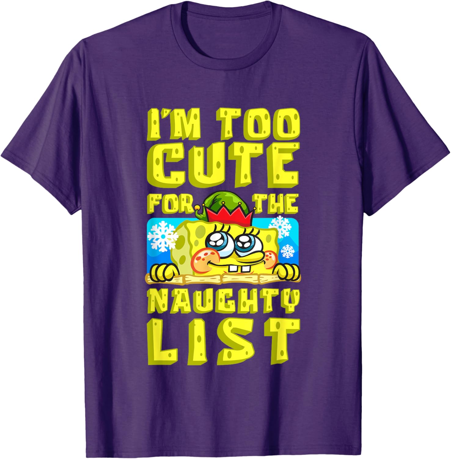 SpongeBob Christmas I'm Too Cute for the Naughty List T-Shirt Gift - 9