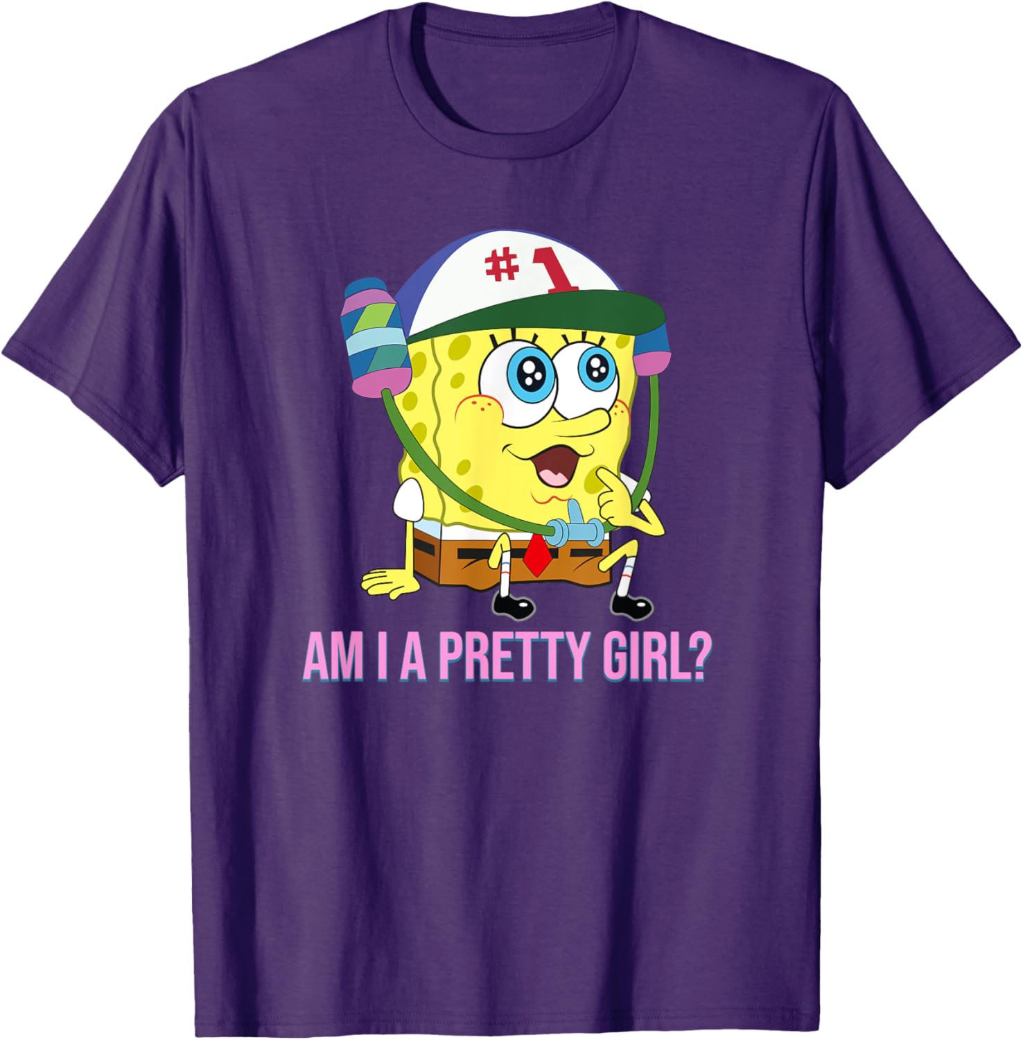 Cute SpongeBob SquarePants Am I a Pretty Girl T-Shirt for Fun Fashion - 1