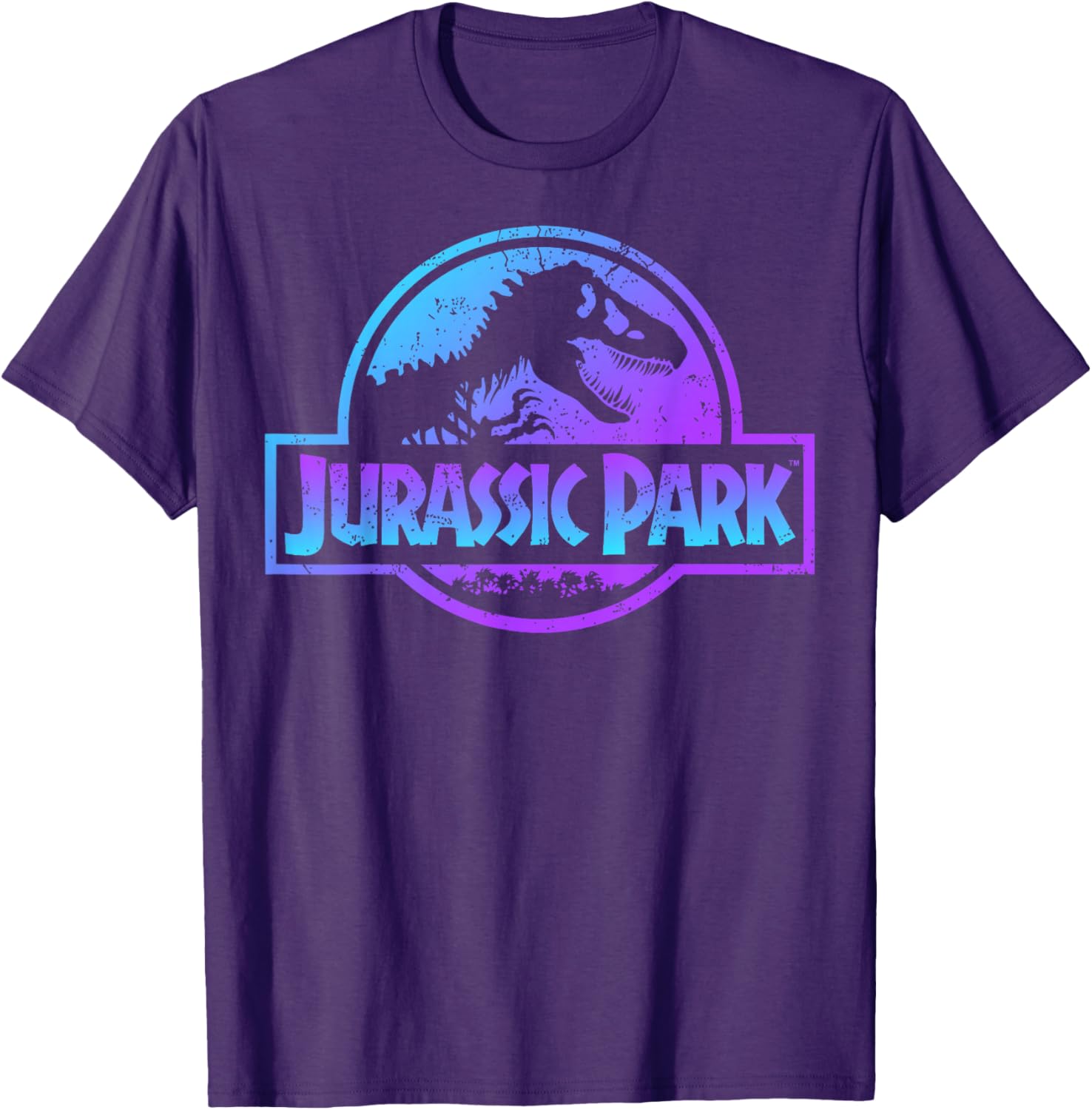Jurassic Park Blue and Purple Fossil Logo Graphic T-Shirt for Fans - 1
