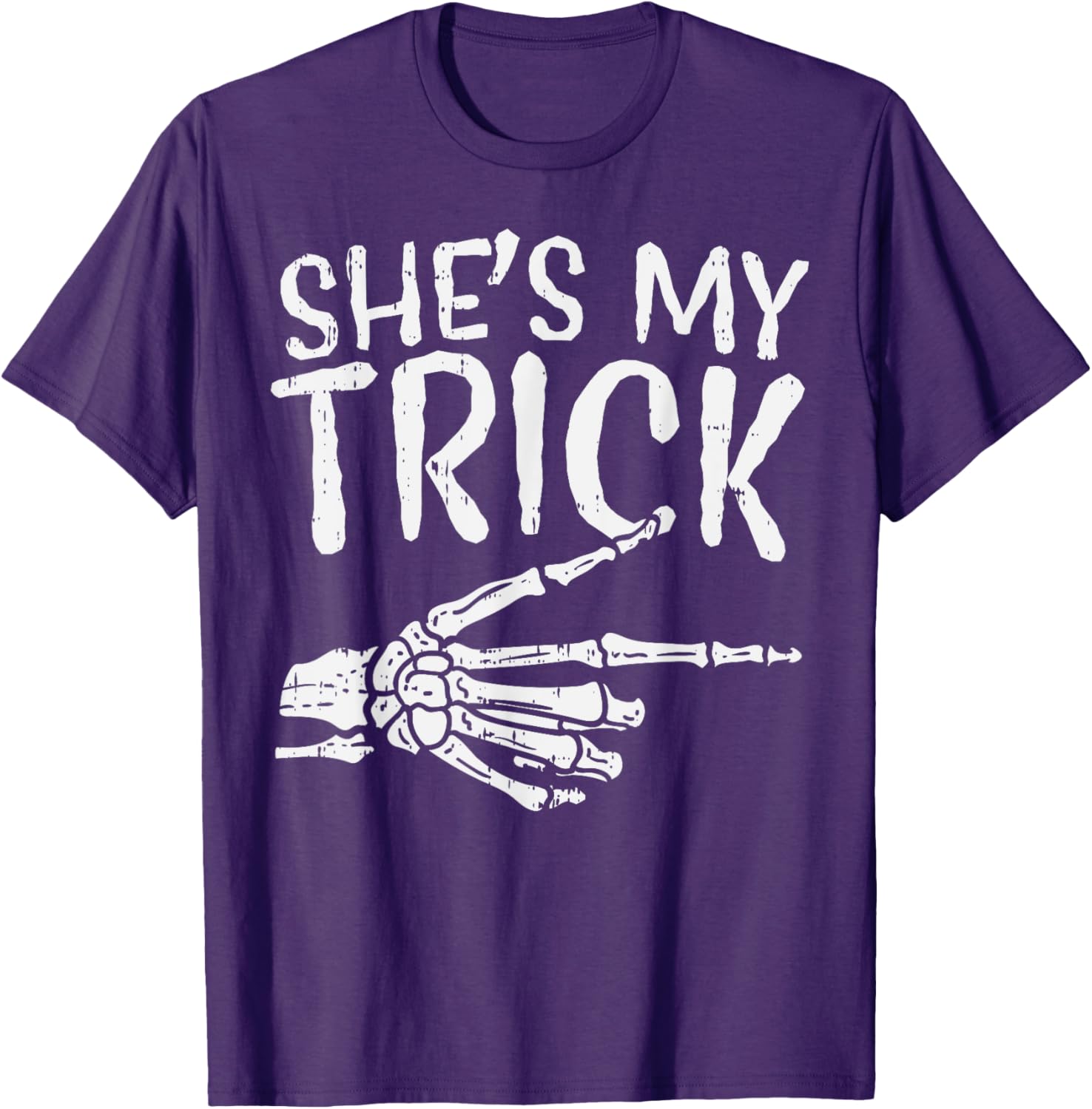 Cute Boyfriend T-Shirt for Matching Halloween Costume - She’s My Trick Design - 11