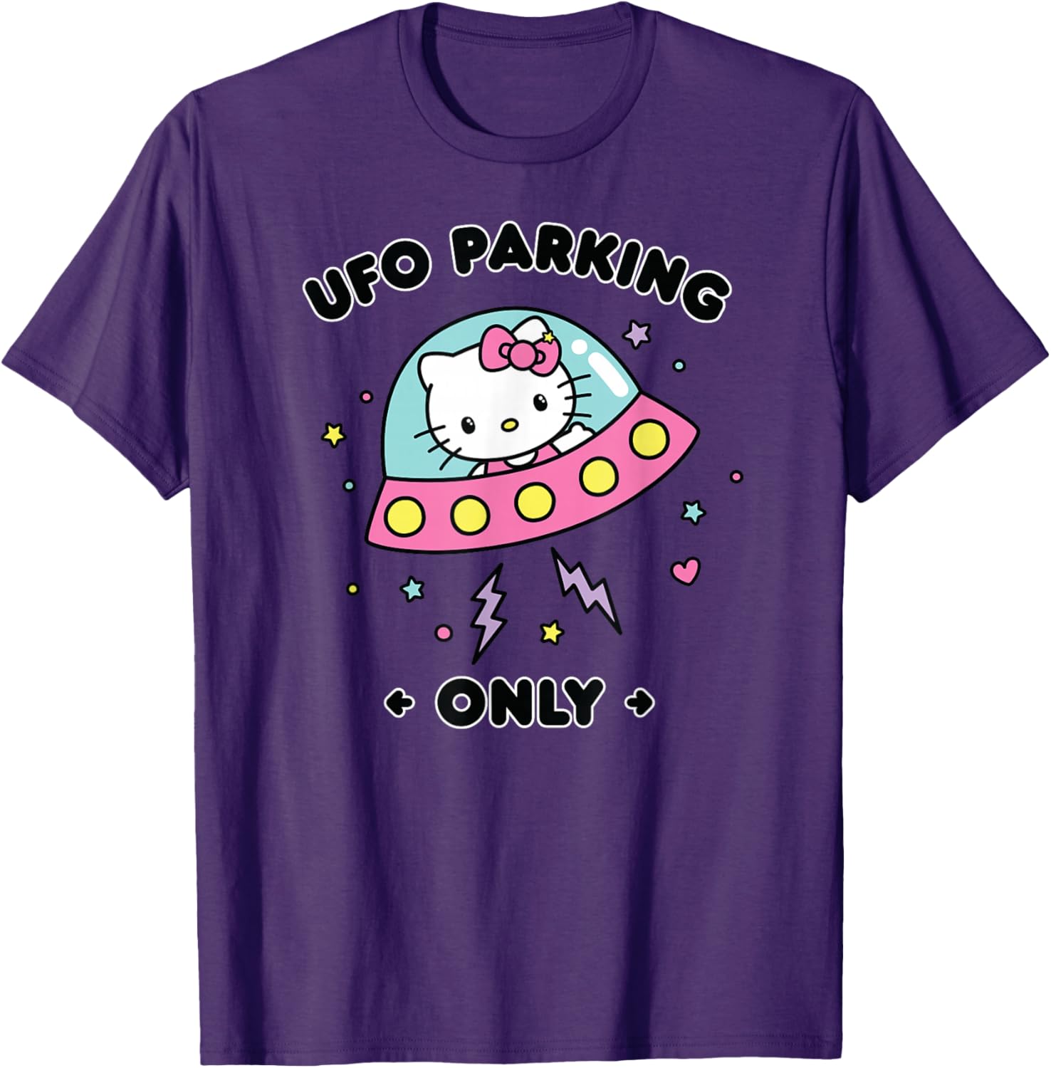 Hello Kitty UFO Parking Only Area 51 Alien Spaceship T-Shirt for Fun Lovers - 3