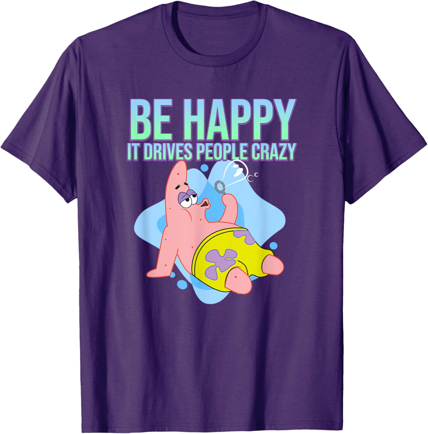 Mademark Patrick Star Be Happy T-Shirt Fun SpongeBob SquarePants Apparel - 4