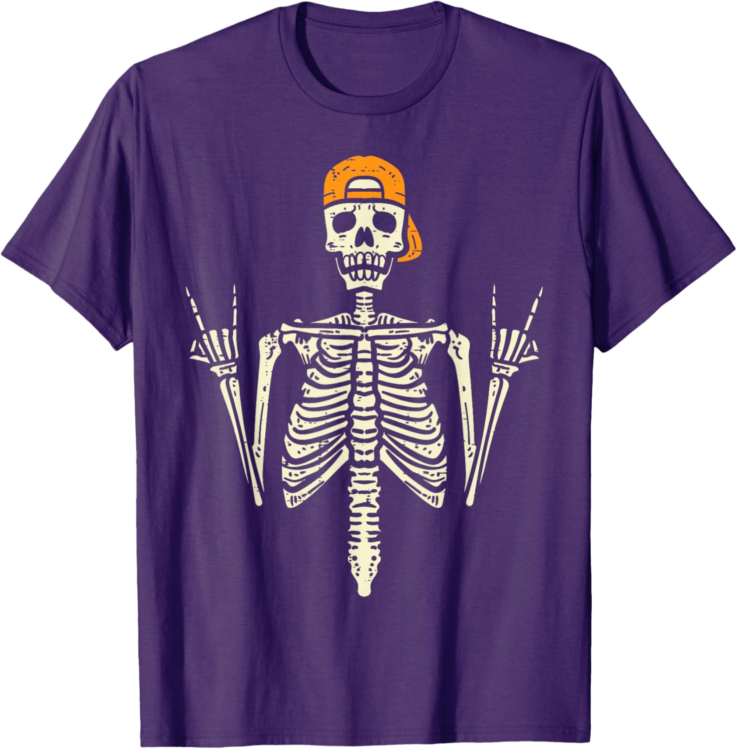 Cool Rocker Skeleton Cap Skater T-Shirt for Halloween Punk Rock Style - 10