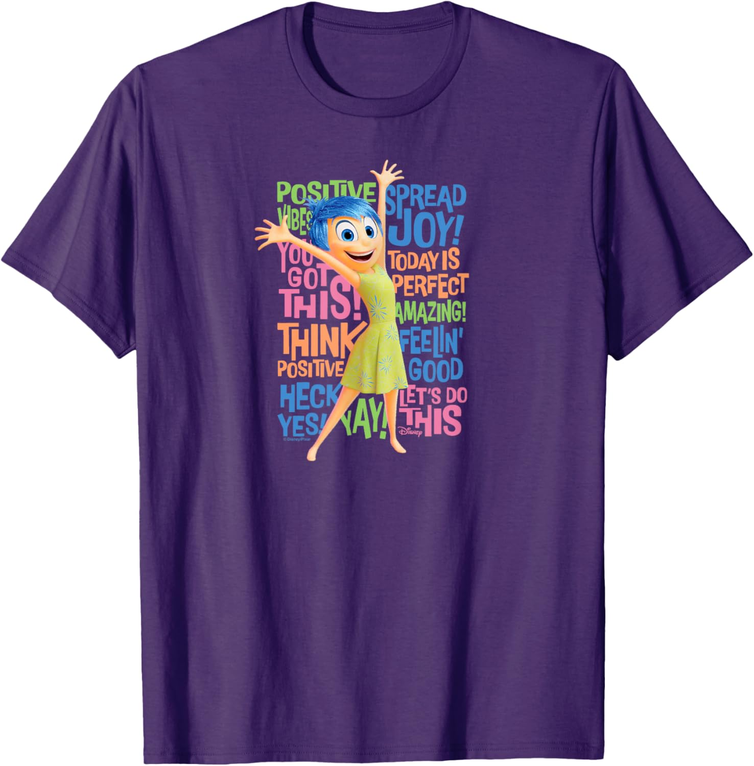 Joy Character Positive Words T-Shirt from Inside Out 2 for All Ages - 11