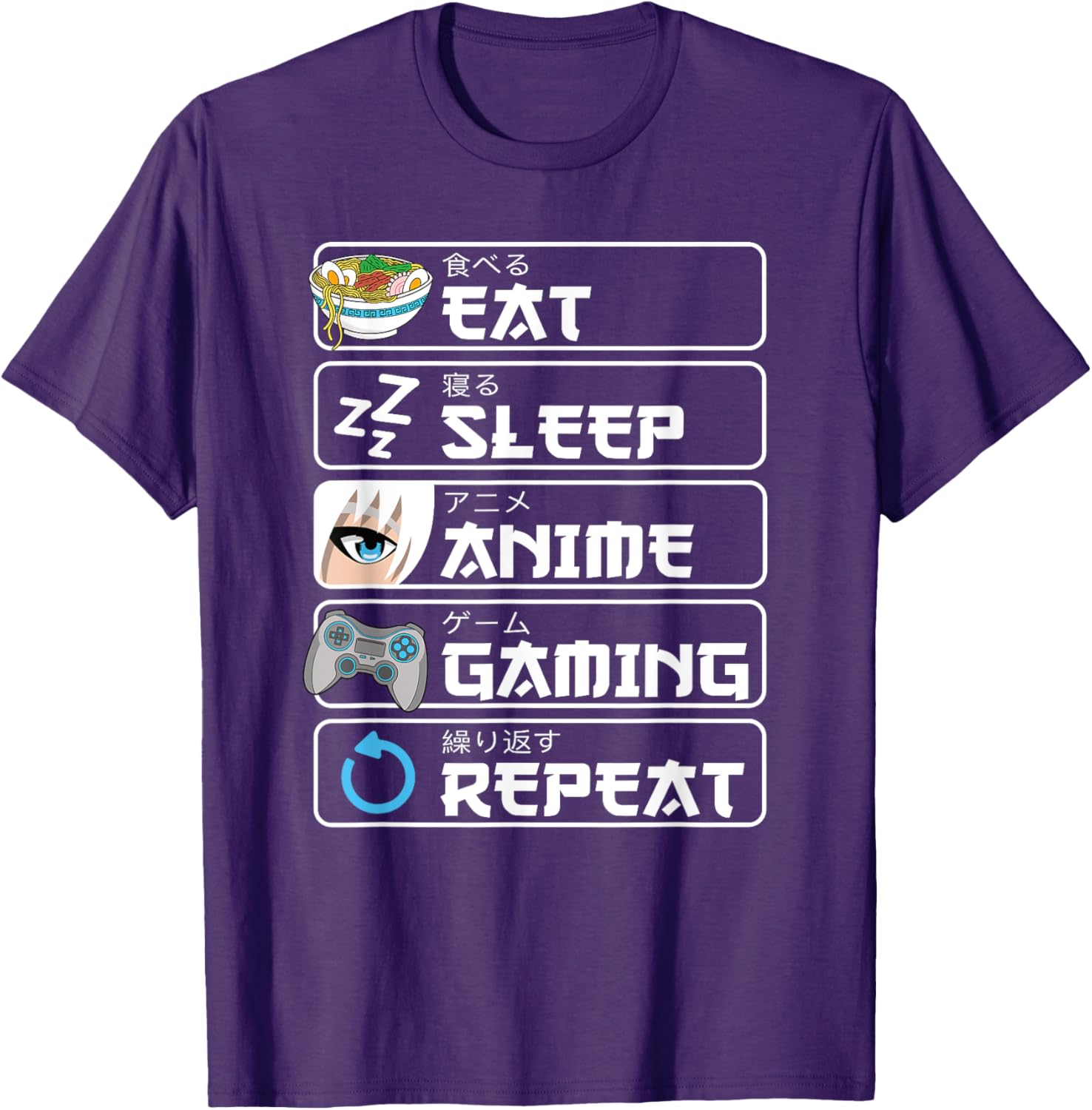 Eat Sleep Anime Gaming Repeat T-Shirt for Otaku Boys and Men - 13