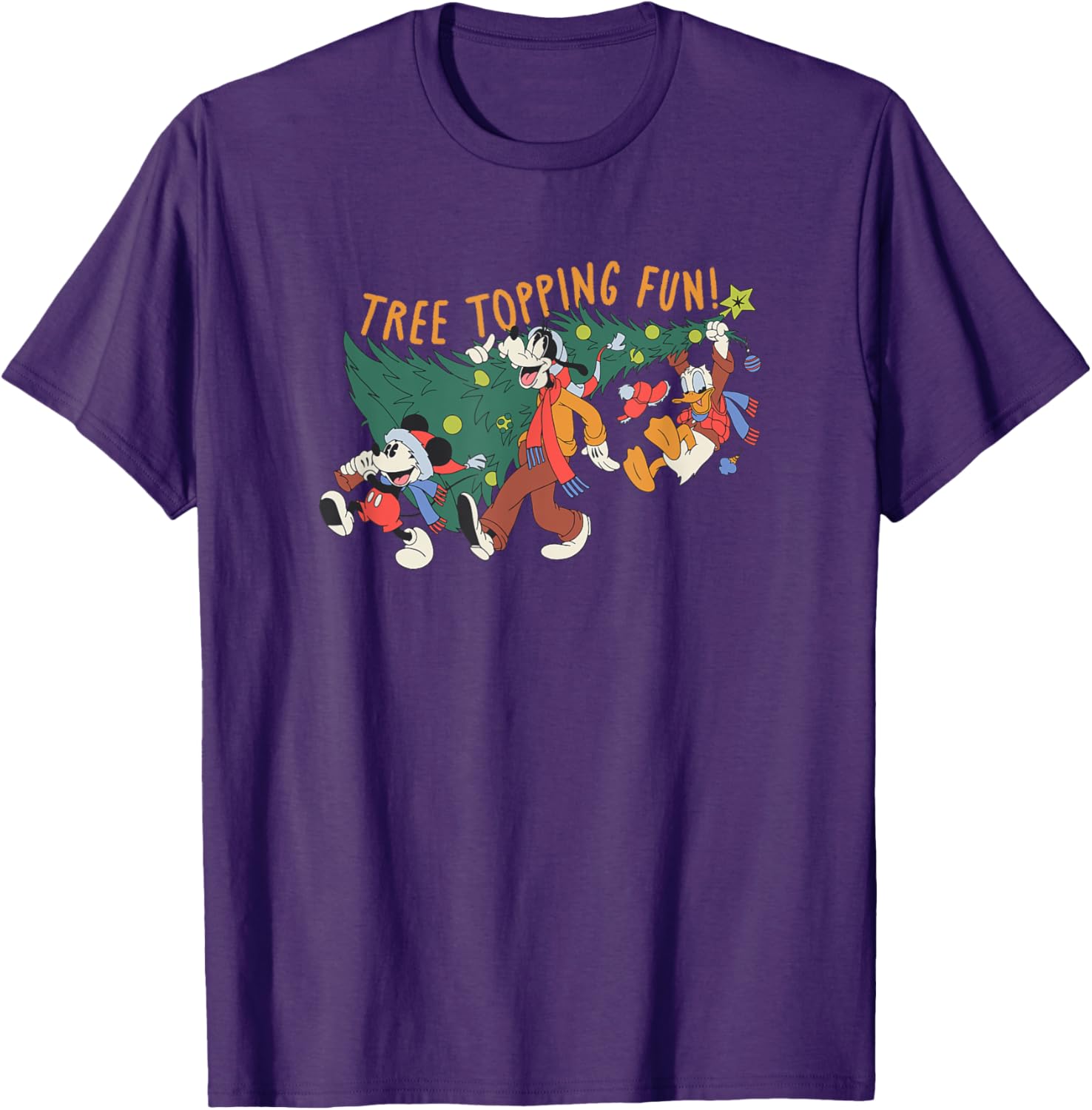 Mickey Mouse Goofy Donald Christmas Tree Topping T-Shirt for Men - 3