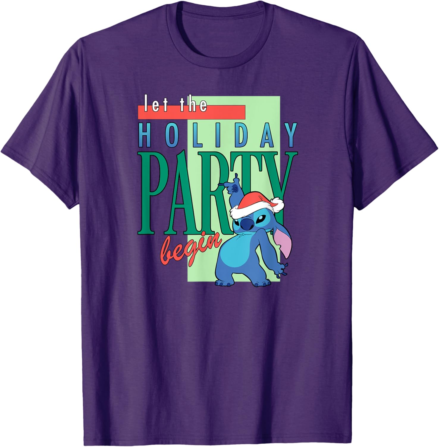 Festive Amazon Essentials Stitch Santa Let The Holiday Party Begin T-Shirt - 6
