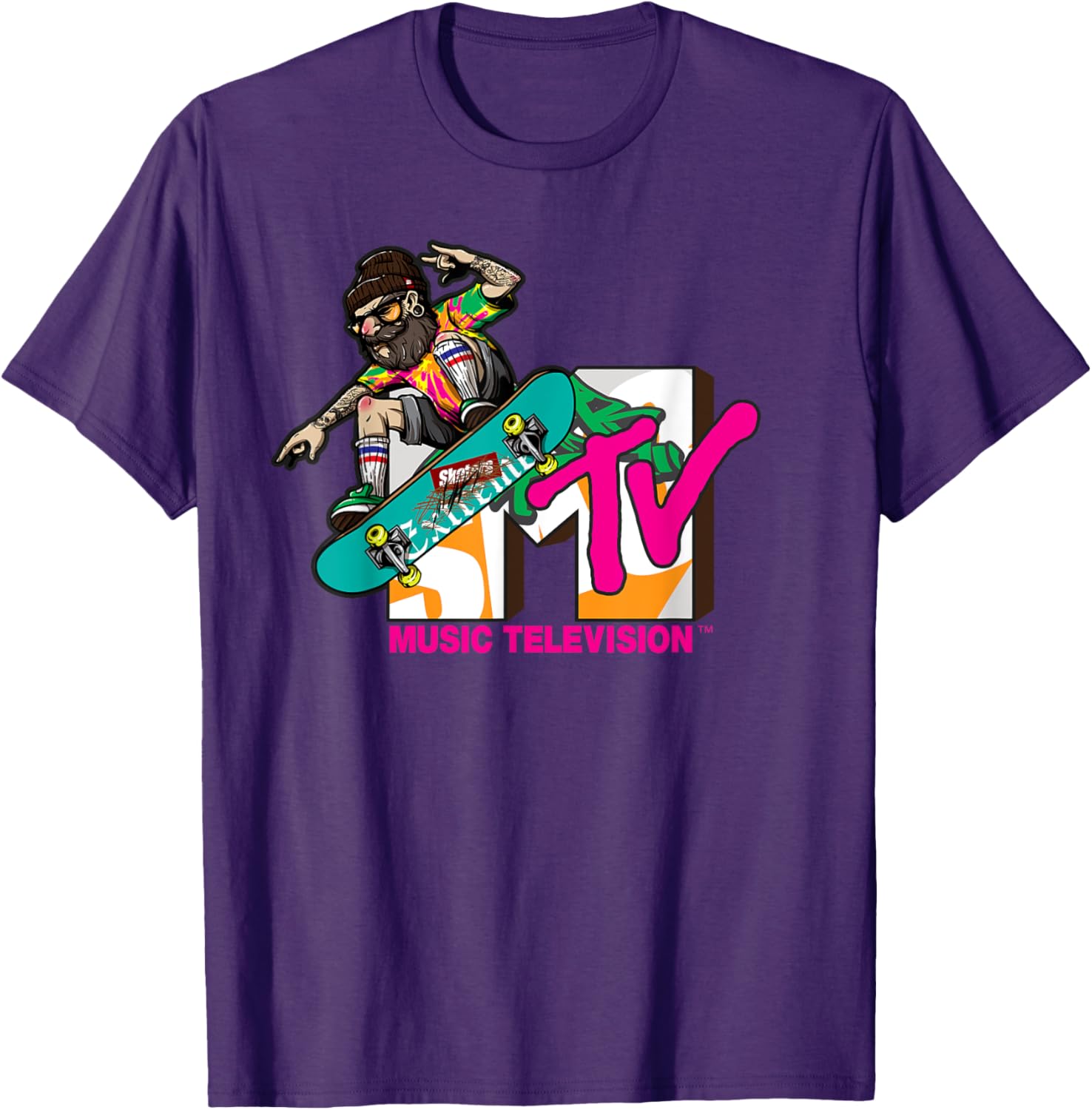 Mademark x MTV Hipster Skater T-Shirt - Trendy Logo Graphic Tee - 16