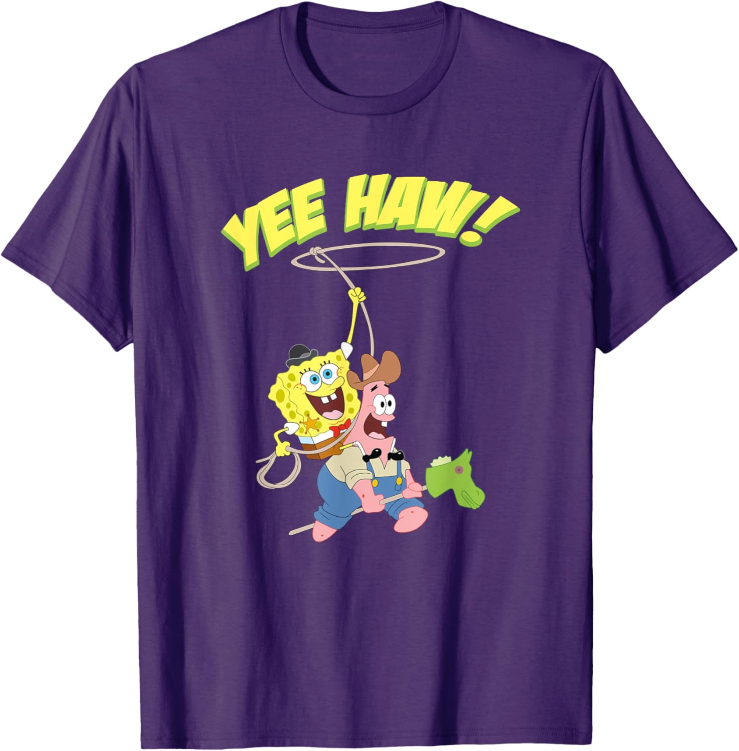 Mademark SpongeBob Patrick Cowboy Yee Haw T-Shirt Fun Apparel for Kids - 14