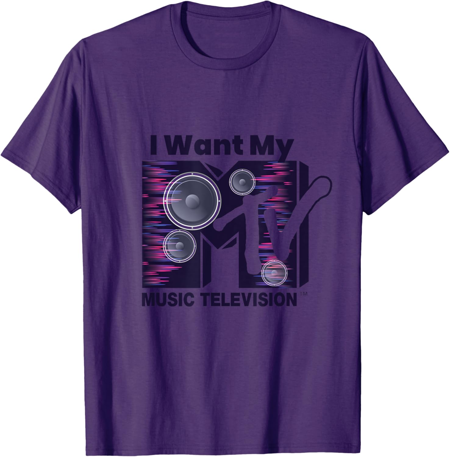 Mademark x MTV Violet Blue T-Shirt with Iconic Logo and Boom Box Design - 1