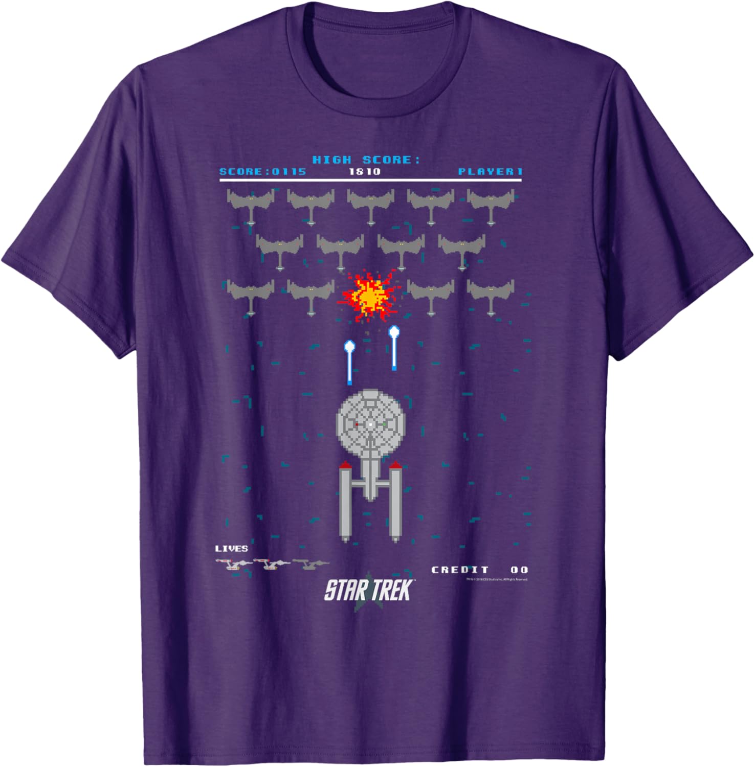 Star Trek Original Series Pixel Space Battle T-Shirt for Fans - 7