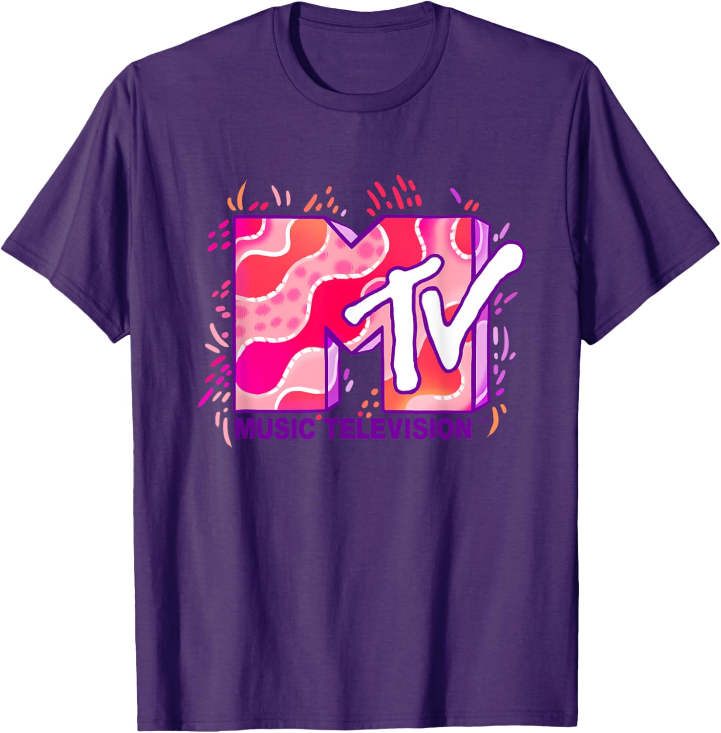 Mademark x MTV Funky Pink and Purple Waves Logo T-Shirt for Cool Style - 2