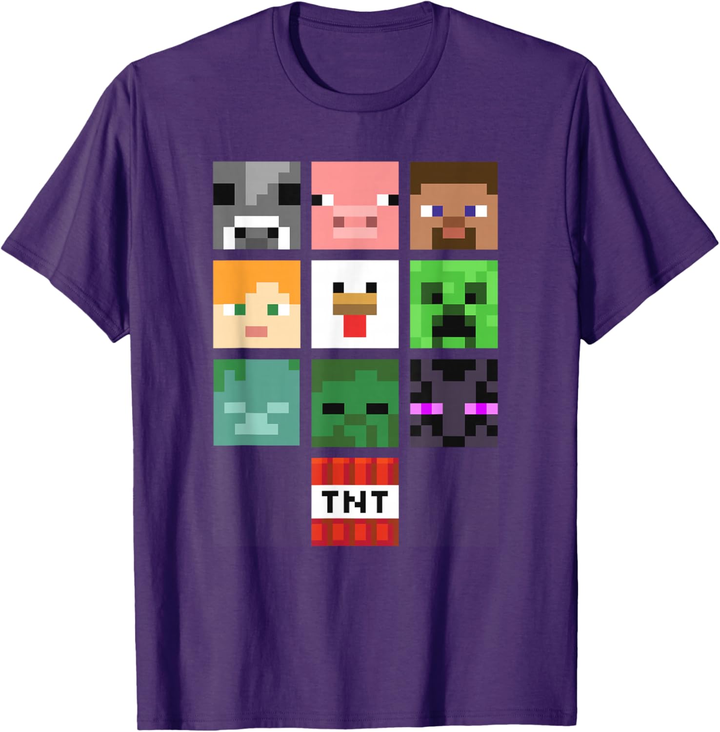 Minecraft Group Shot Faces Collage T-Shirt Fun Gaming Apparel - 1
