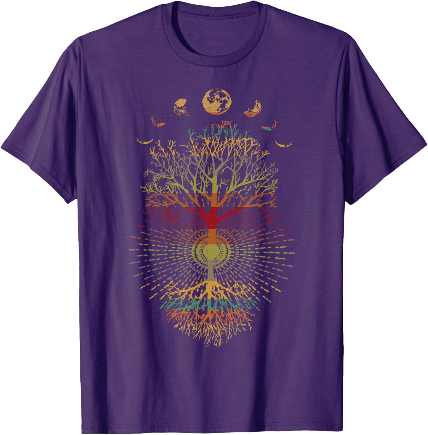 Phases of the Moon Retro Tree of Life T-Shirt 60s 70s Vibe - 11