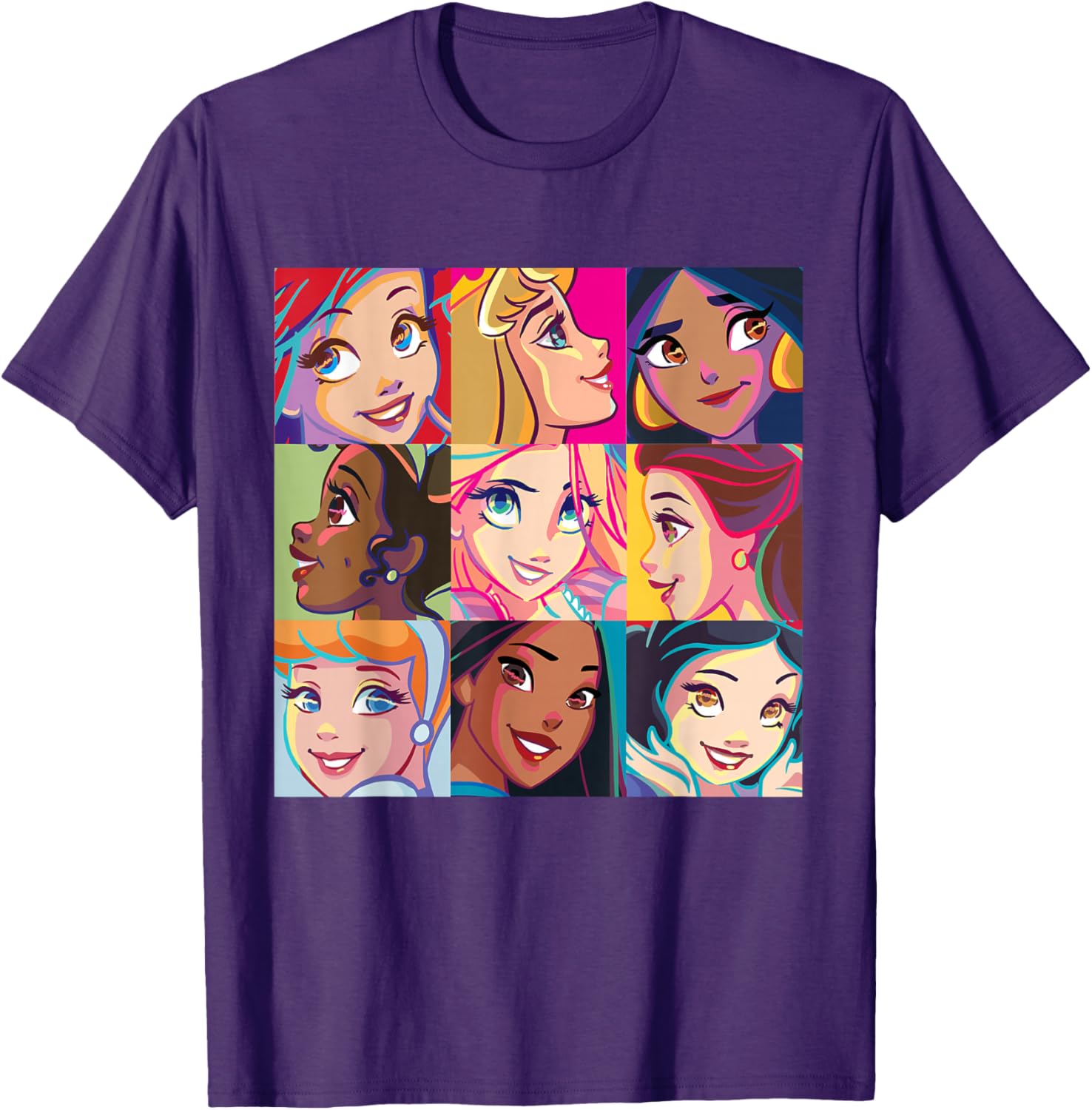 Disney Princess Pop Art Grid T-Shirt for Fun Fashion Lovers - 1