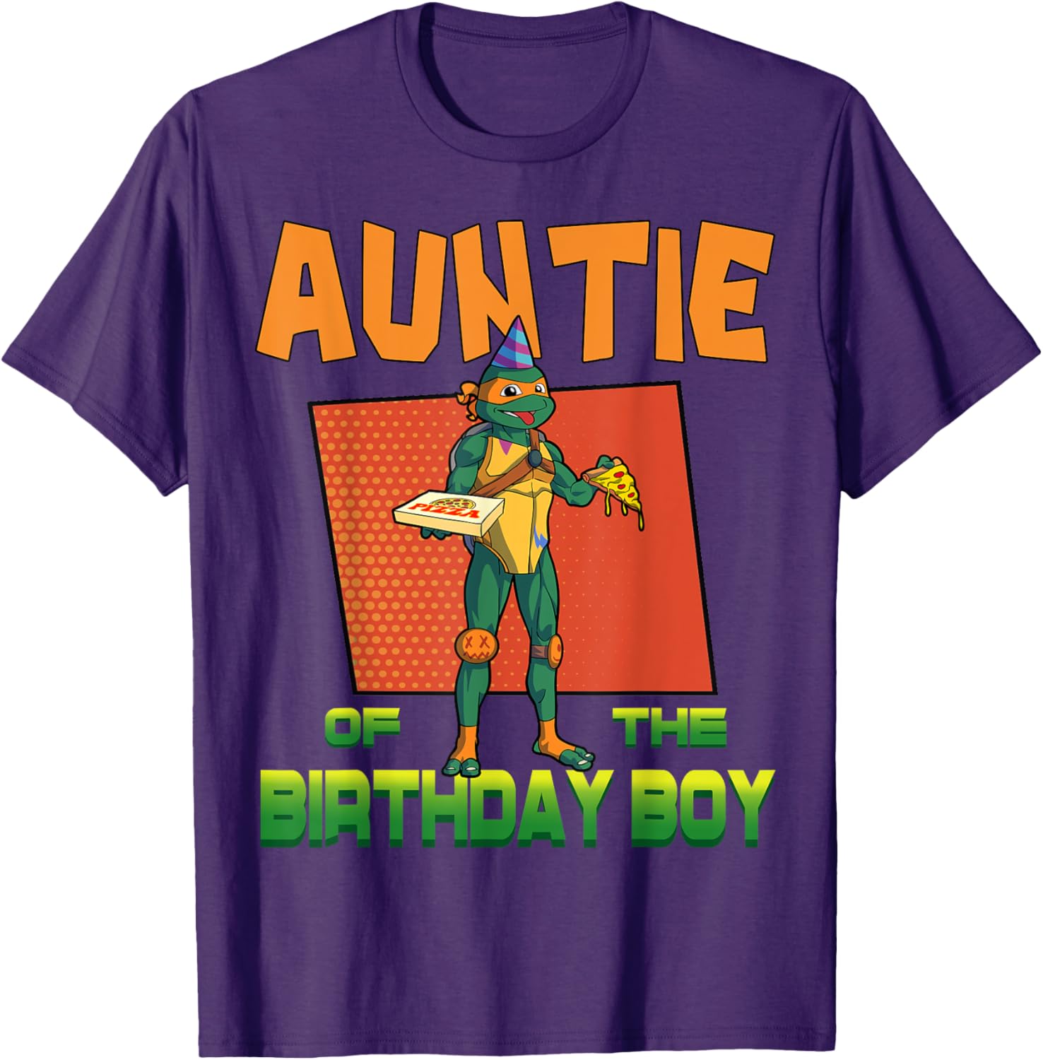 Mademark Teenage Mutant Ninja Turtles Mikey Pizza Party T-Shirt for Aunties - 18