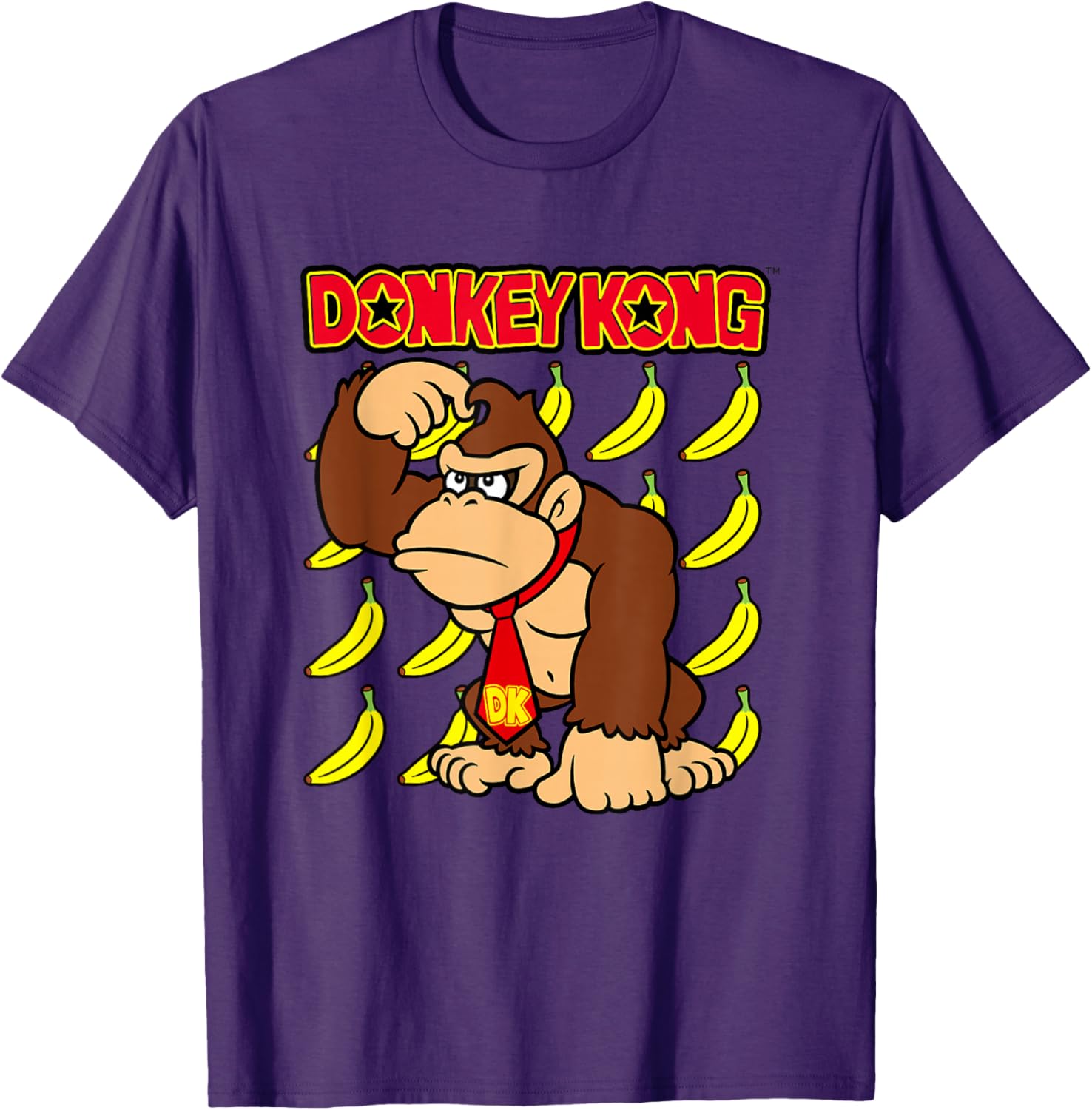 Donkey Kong Ape Thoughts Banana Background Graphic T-Shirt for Fans - 13
