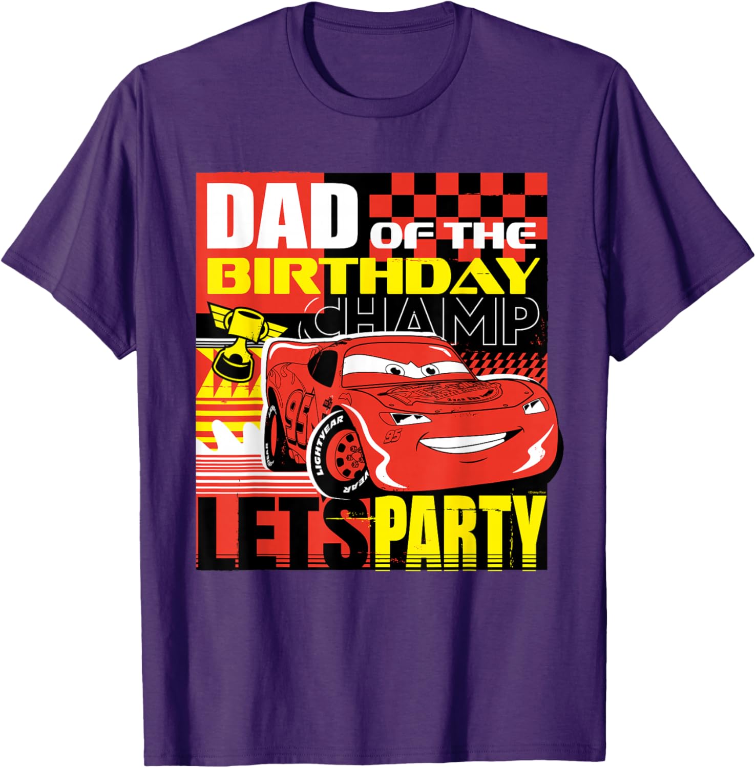 Disney Pixar Cars Dad of the Birthday Champ T-Shirt Fun Party Wear - 8