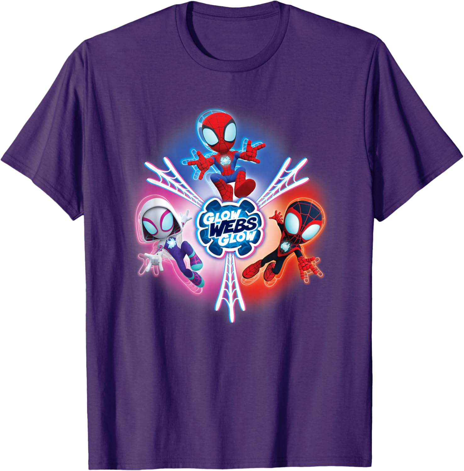 Marvel Spidey and Friends Glow Webs T-Shirt for Kids and Fans - 16