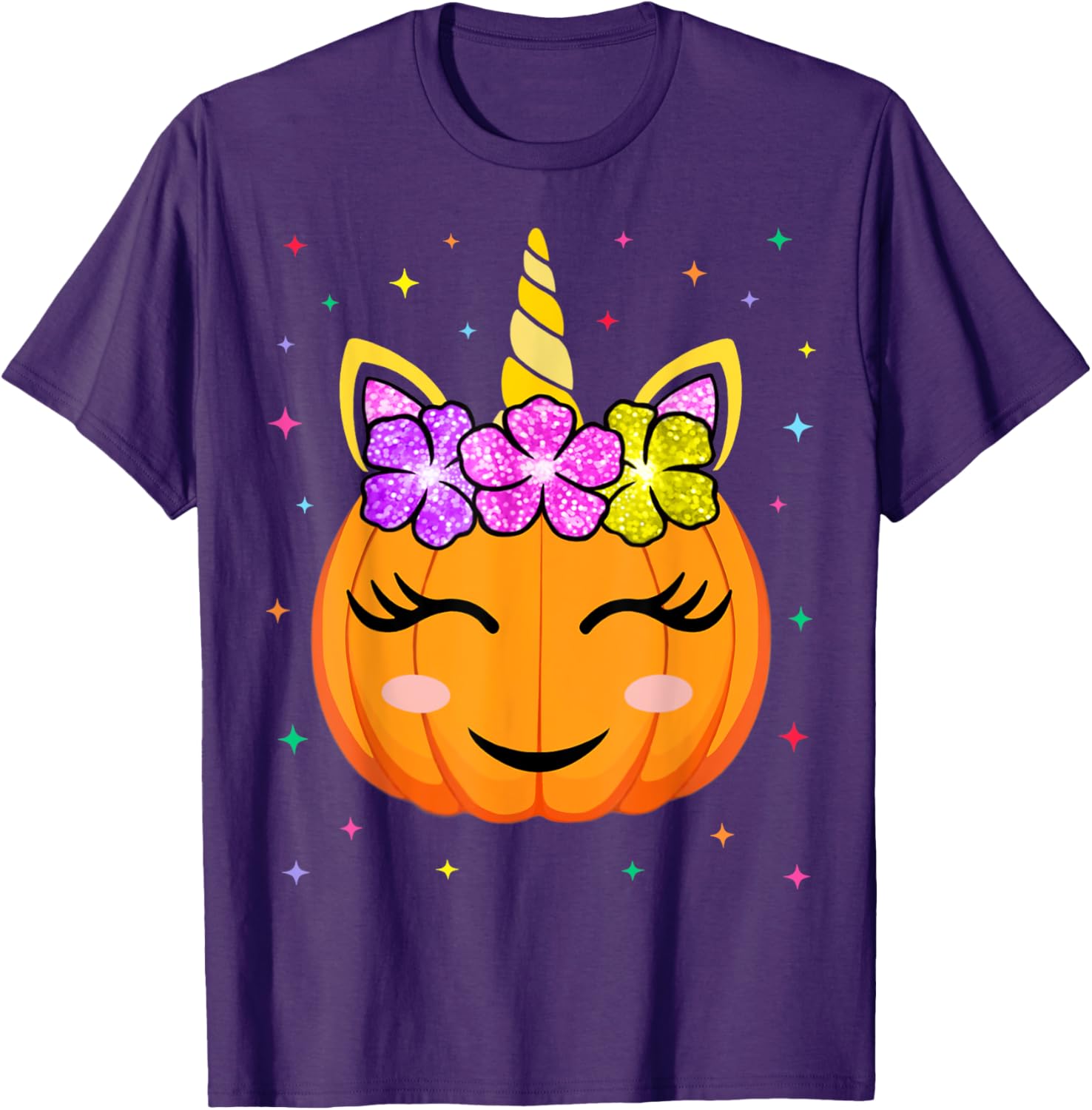 Cute Unicorn Pumpkin Halloween T-Shirt for Girls - Fun Kids Costume - 16