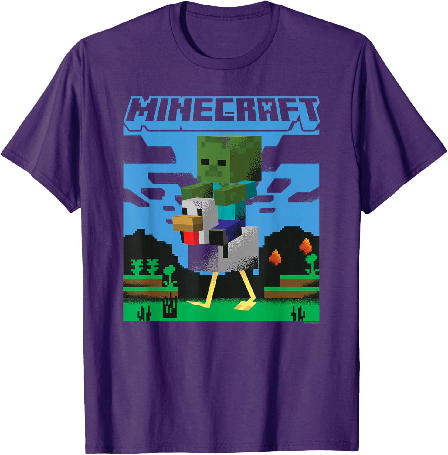 Minecraft Chicken Jockey Day Walk Poster T-Shirt for Gamers and Fans - 9