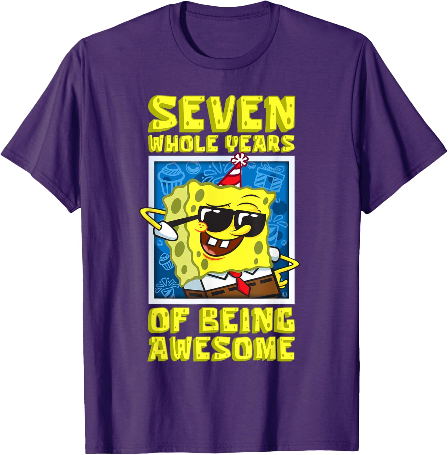 Mademark SpongeBob Seven Years of Awesome 7th Birthday Gift T-Shirt - 7