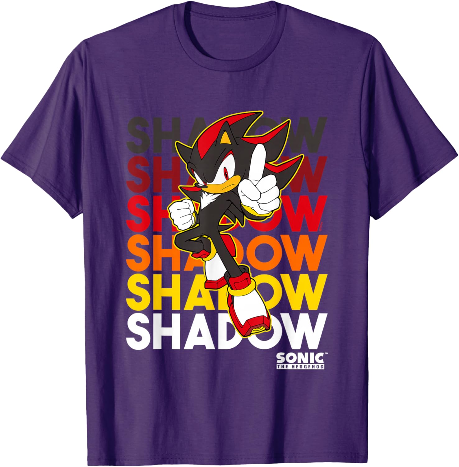 Sonic The Hedgehog Shadow Logo Stacked Text Cool Graphic T-Shirt - 10