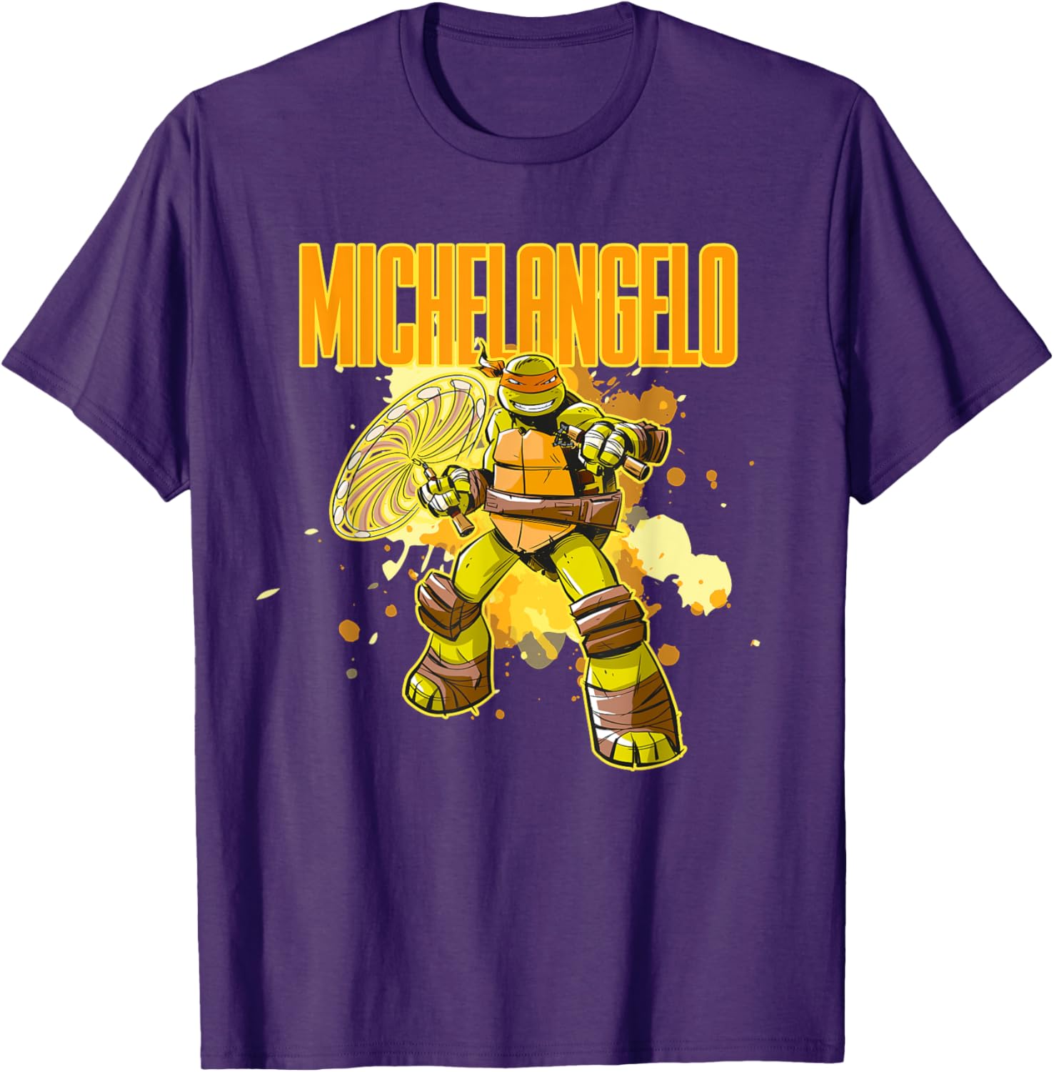 Mademark Teenage Mutant Ninja Turtles Michelangelo Orange Splatter T-Shirt - 5