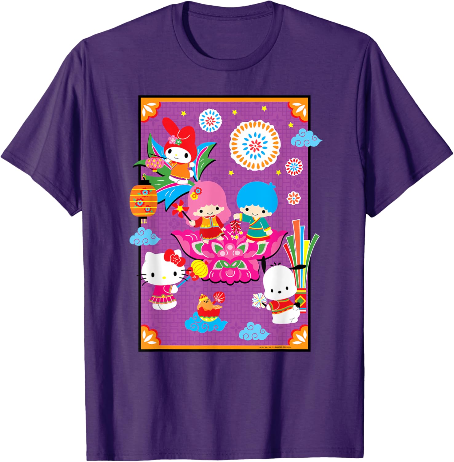 Hello Kitty & Friends Lunar New Year T-Shirt for Adults - Black, Small - 8