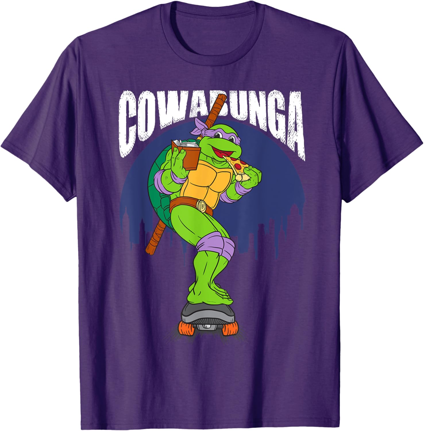 Cowabunga Donatello on Skates Pizza T-Shirt for TMNT Fans - 2
