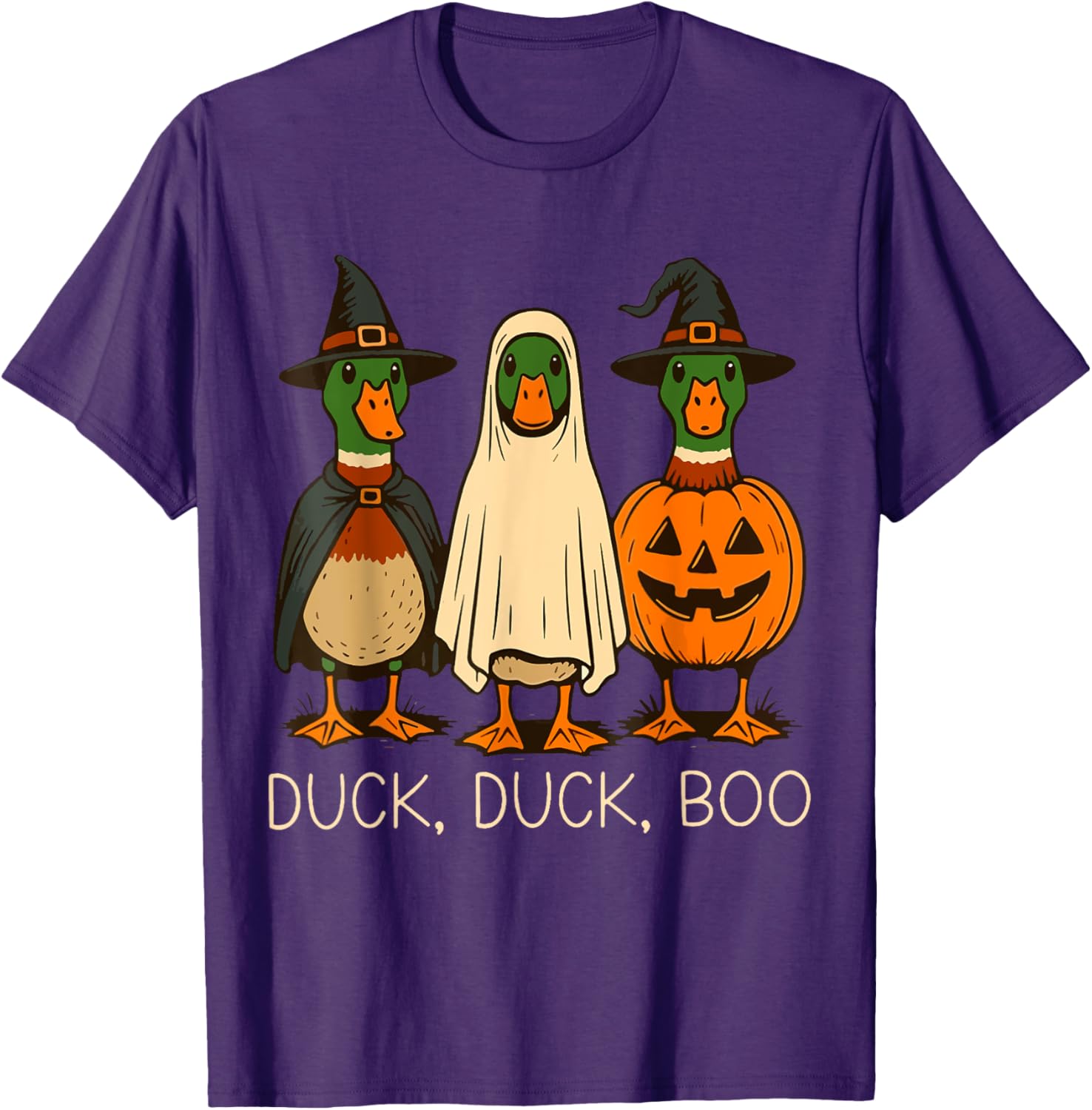 Cute Duck Duck Boo Halloween Pumpkin T-Shirt for Fall Fun - 11