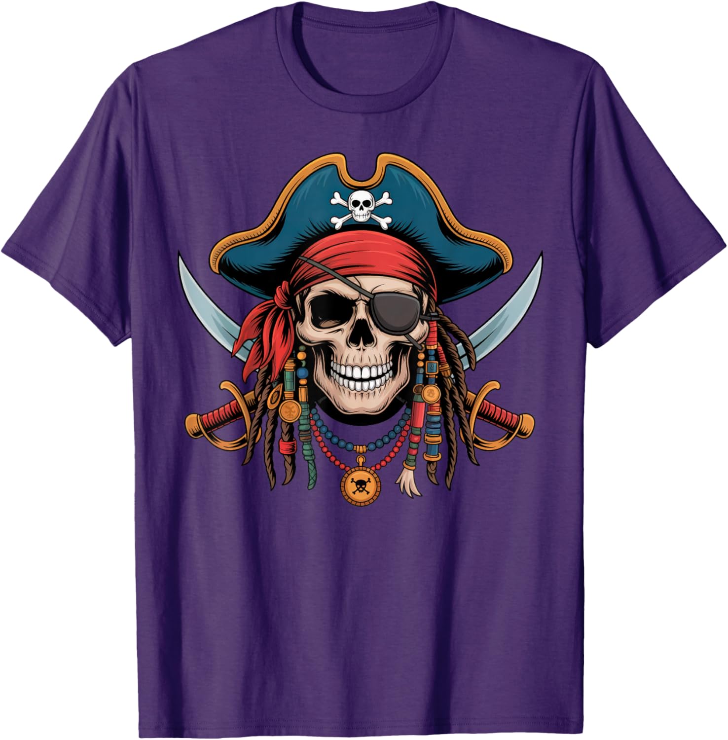 Pirate Skull and Crossbones Skeleton Halloween T-Shirt for Men and Boys - 14