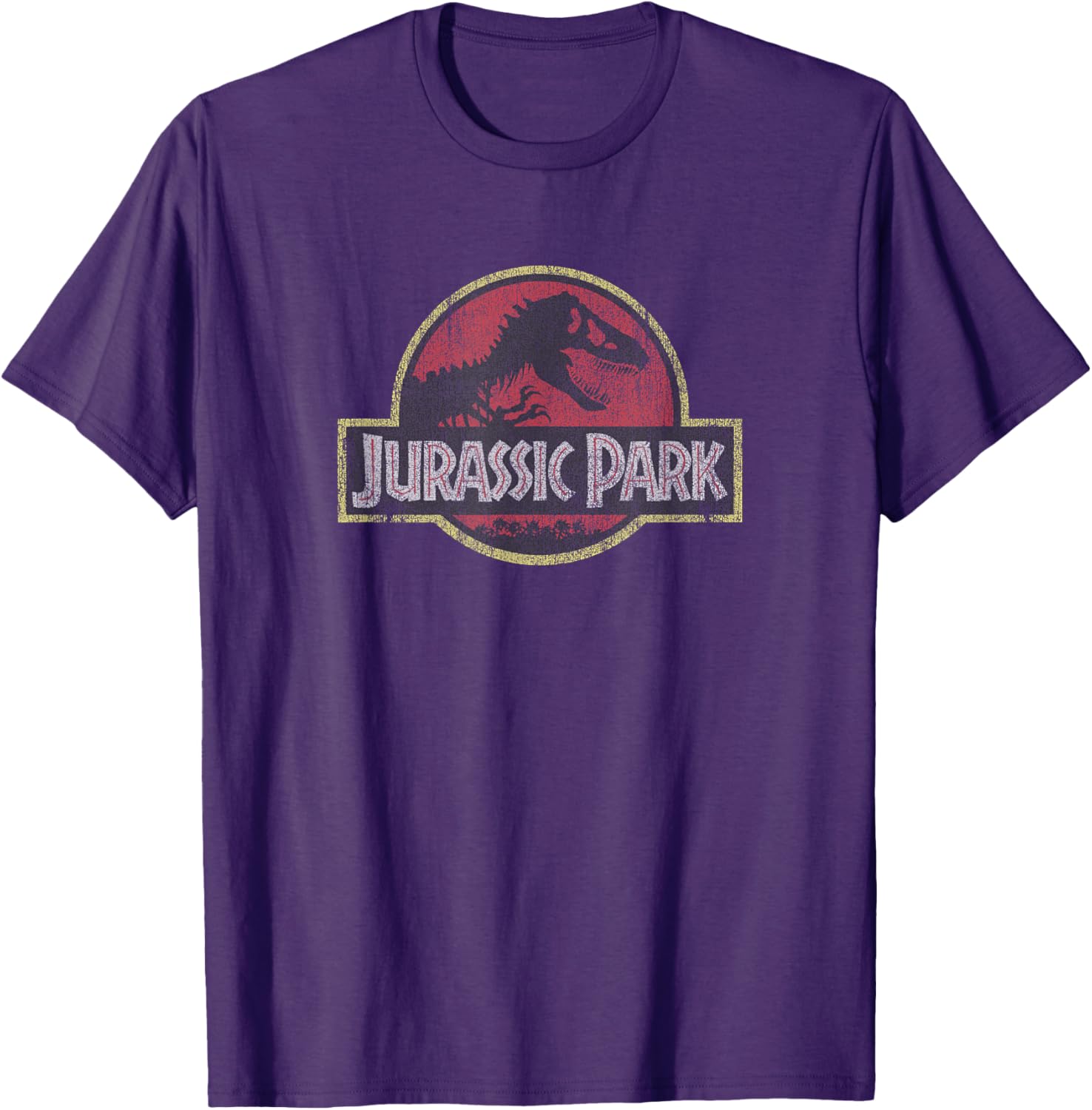Classic Jurassic Park Retro Red Distressed Logo T-Shirt for Fans - 5