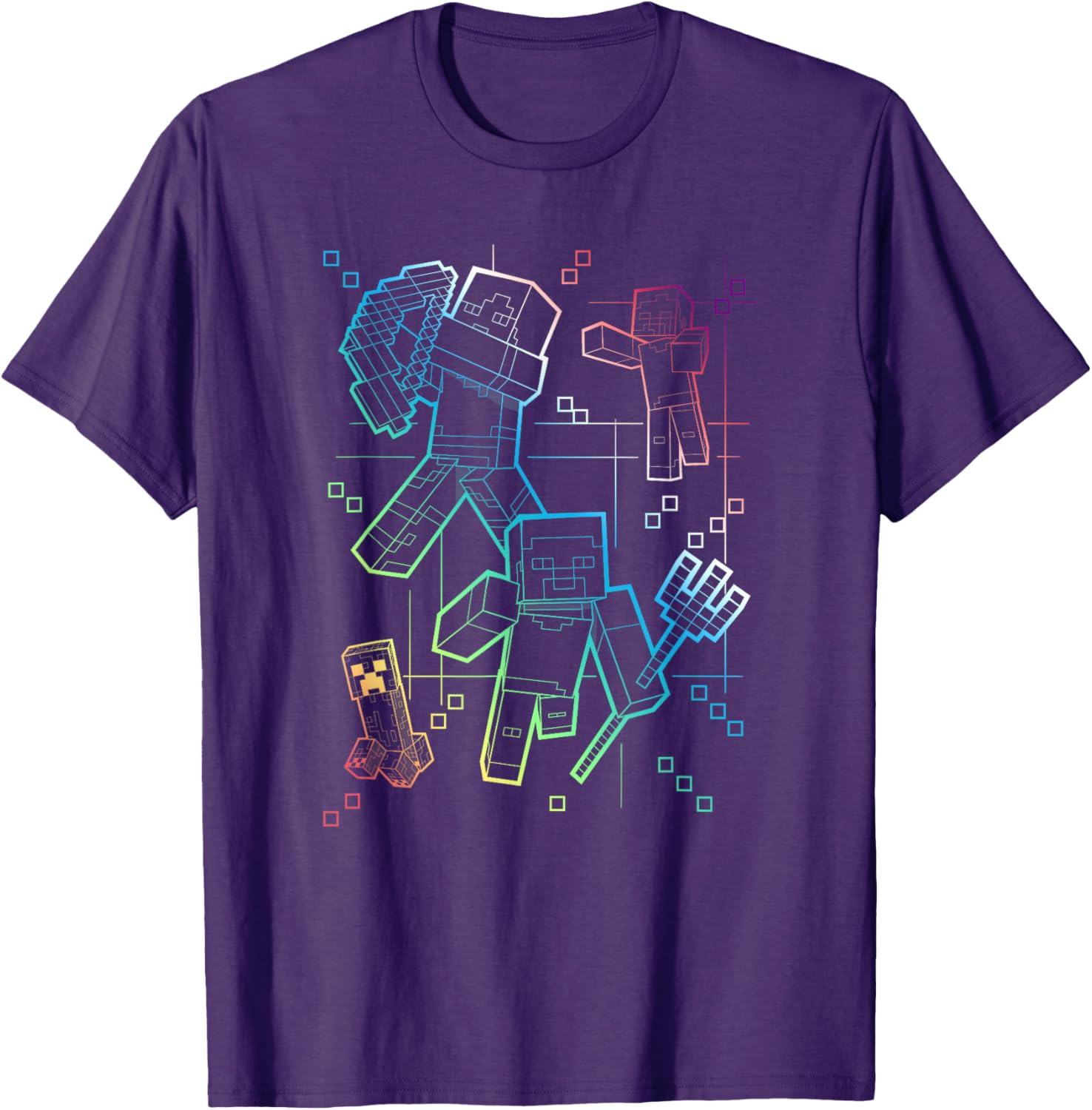 Minecraft Rainbow Collage T-Shirt for Gamers – Fun Group Shot Design - 2